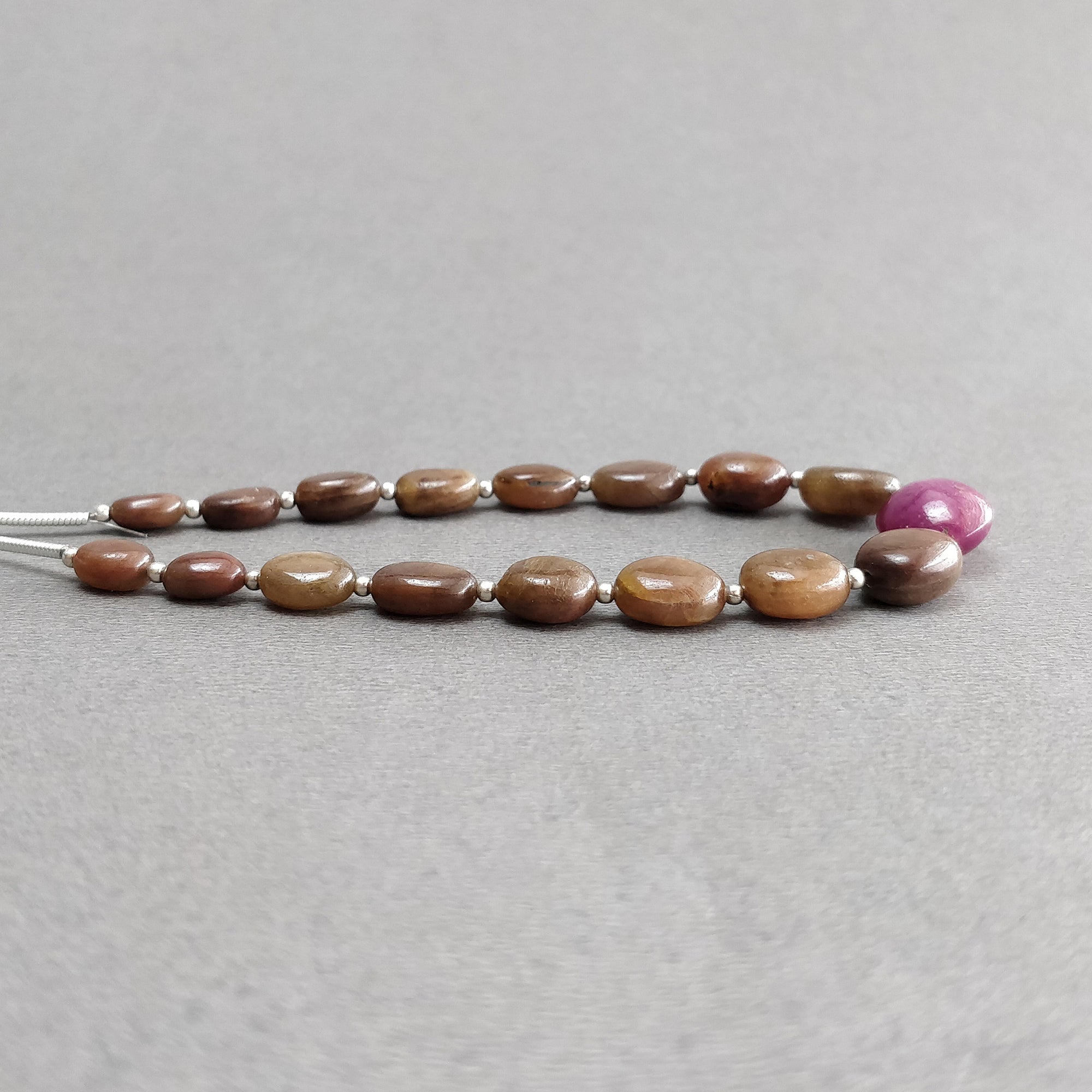 Natural Untreated Chocolate Sapphire & Star Ruby Gemstone Cabochon Loose Beads (44.40cts) - Oval Shape 6x5mm to 11.5x9.5mm for Jewelry Making, DIY Crafts & Beading Projects