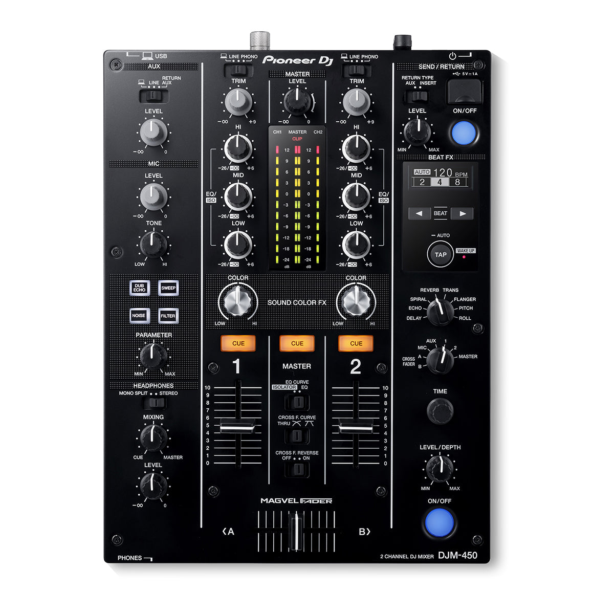 Pioneer DJ DJM-450 2-Channel Professional DJ Mixer with Beat FX - Perfect for Clubs, Parties & Live Performances