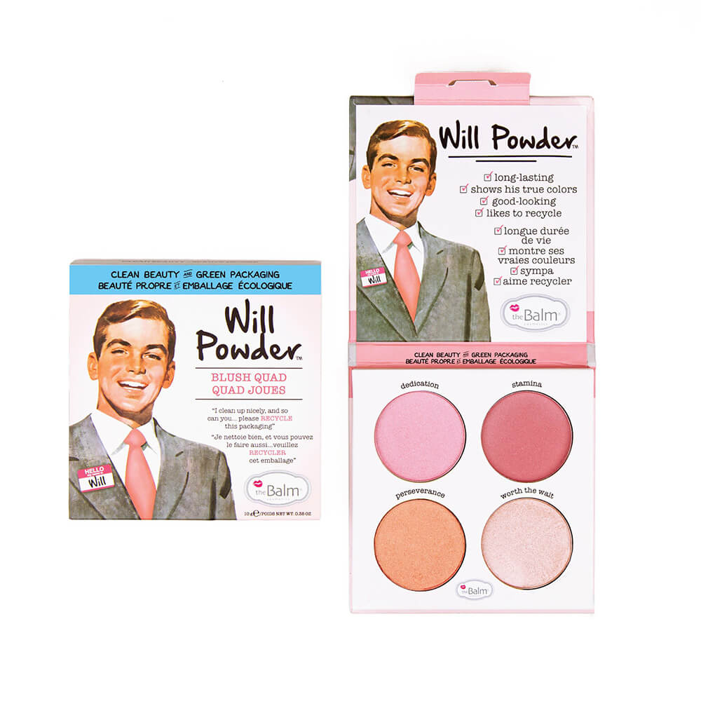 The Balm Cosmetics Will Powder Blush Quad - 4 Matte & Shimmer Blush Palette for Cheeks, Buildable Long-Lasting Formula, Vegan & Cruelty-Free Makeup - Perfect for Everyday Wear & Special Occasions