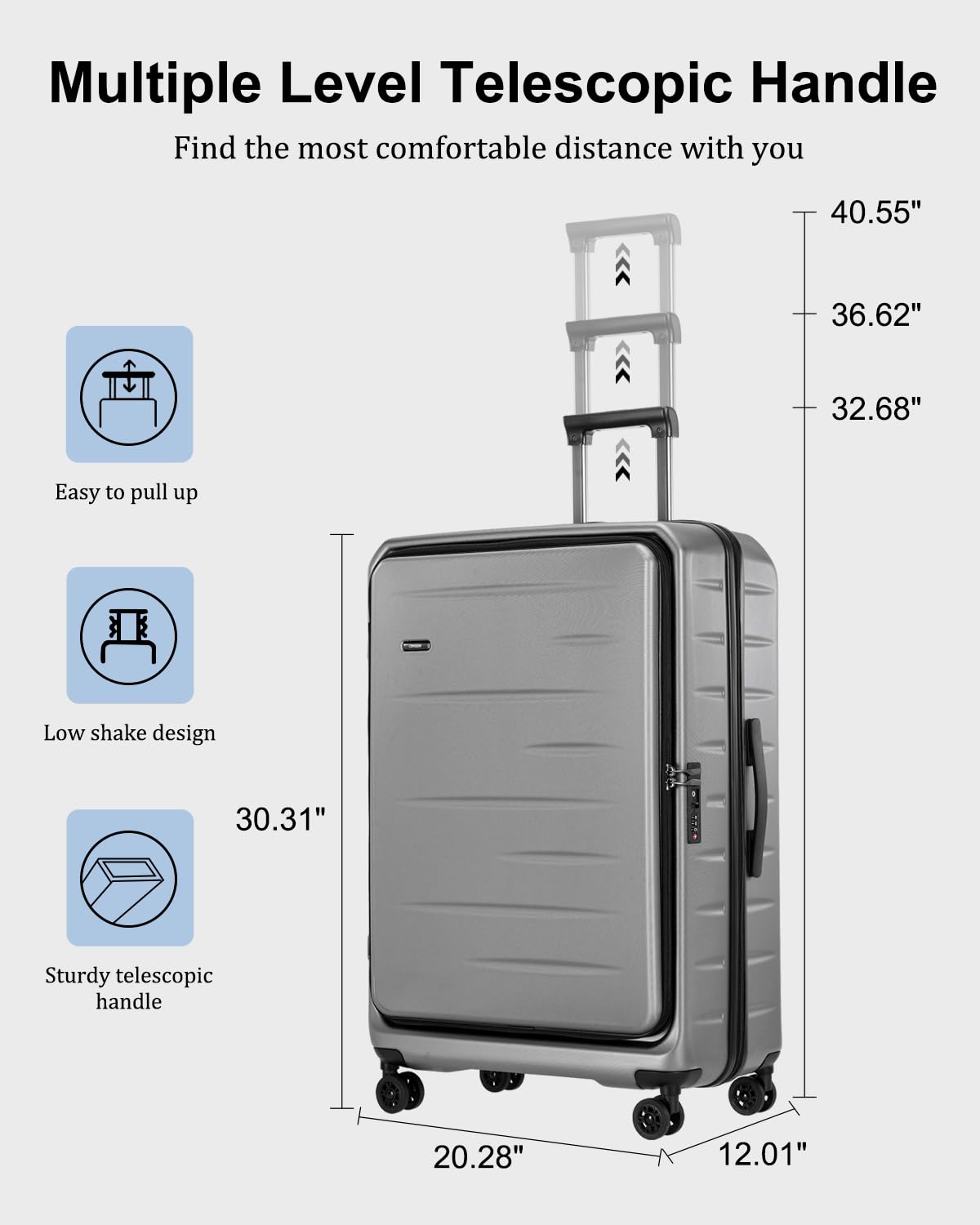 28 Inch Expandable Checked Luggage with Spinner Wheels - Lightweight ABS+PC Hard Shell Suitcase with TSA Lock & Top Opening - Perfect for International Travel & Long Trips (Dark Gray, 1PC)
