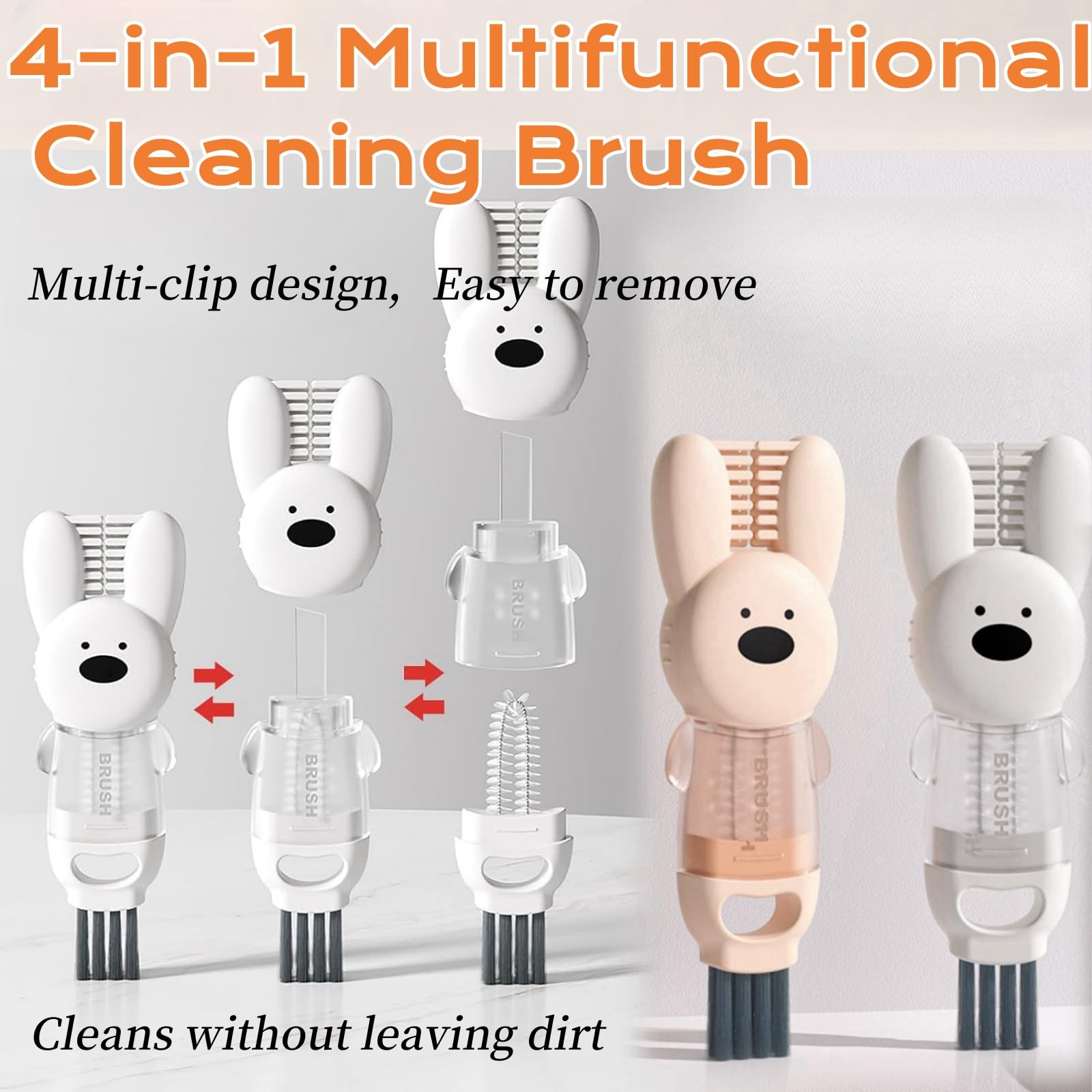 2024 New 3-in-1 Multifunctional Cleaning Brush - Bottle Brush, Cup Lid Cleaner, Straw & Crevice Cleaner (Pink) | Perfect for Water Bottles, Travel Mugs & Baby Bottles