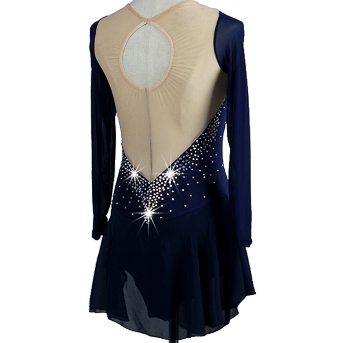 Women's Ice Skating Dress with Long Sleeves - Figure Skating Costume for Practice & Performance - Elegant & Comfortable for Competitions, Shows & Ice Rink Performances