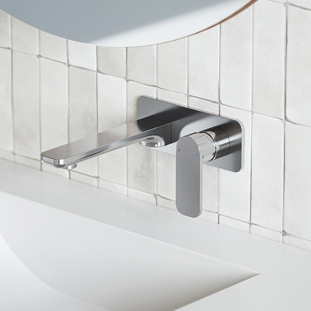 Caroma Luna Lead-Free Wall Mounted Basin and Bath Mixer Tap in Chrome - Perfect for Modern Bathrooms and Spa-Like Showers