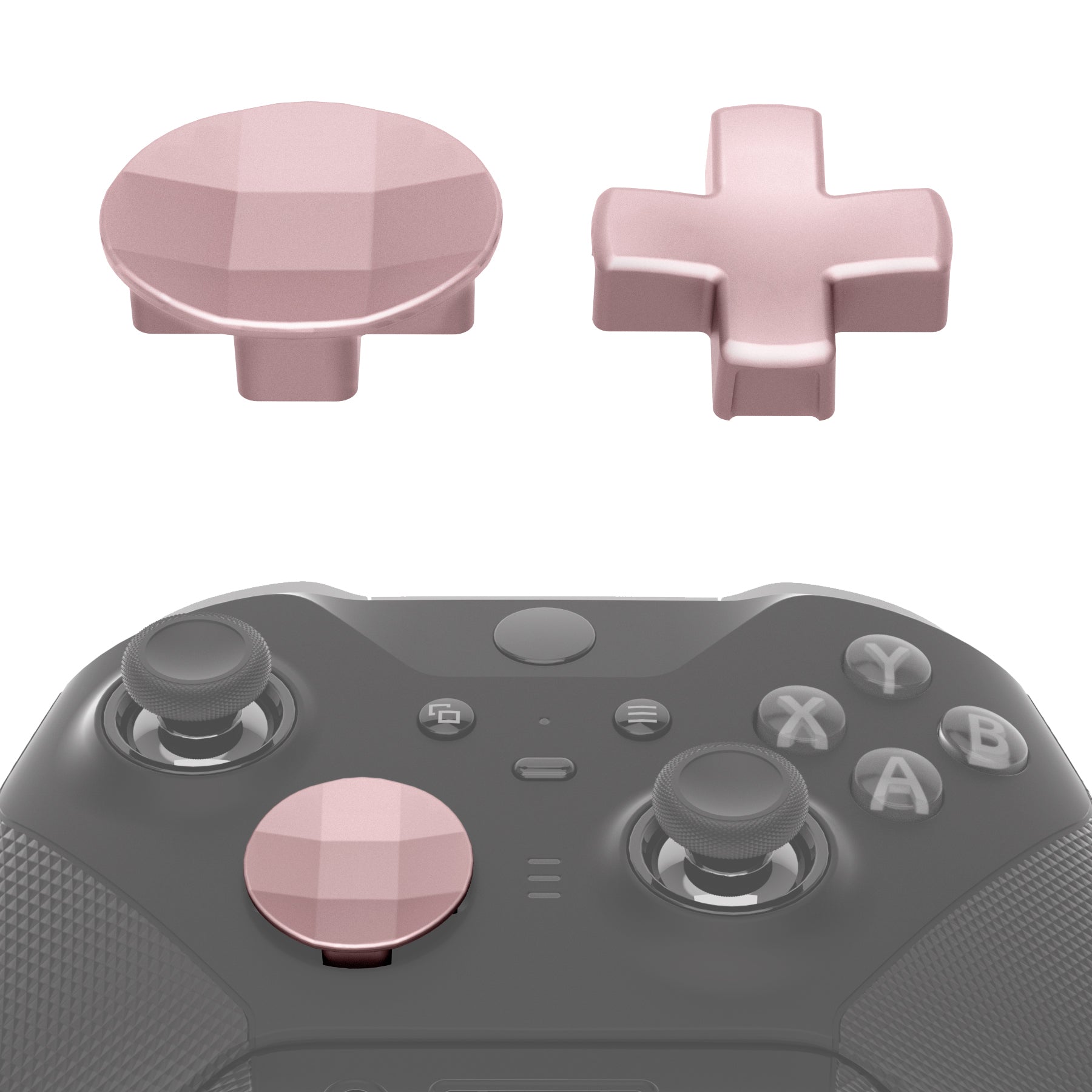eXtremeRate 2-Pack Rose Gold Metal Magnetic D-Pads for Xbox One Elite Controller (Model 1698/1797) - Premium Stainless Steel Replacement Parts for Enhanced Gaming Performance - Perfect for Competitive Play & Custom Controller Builds