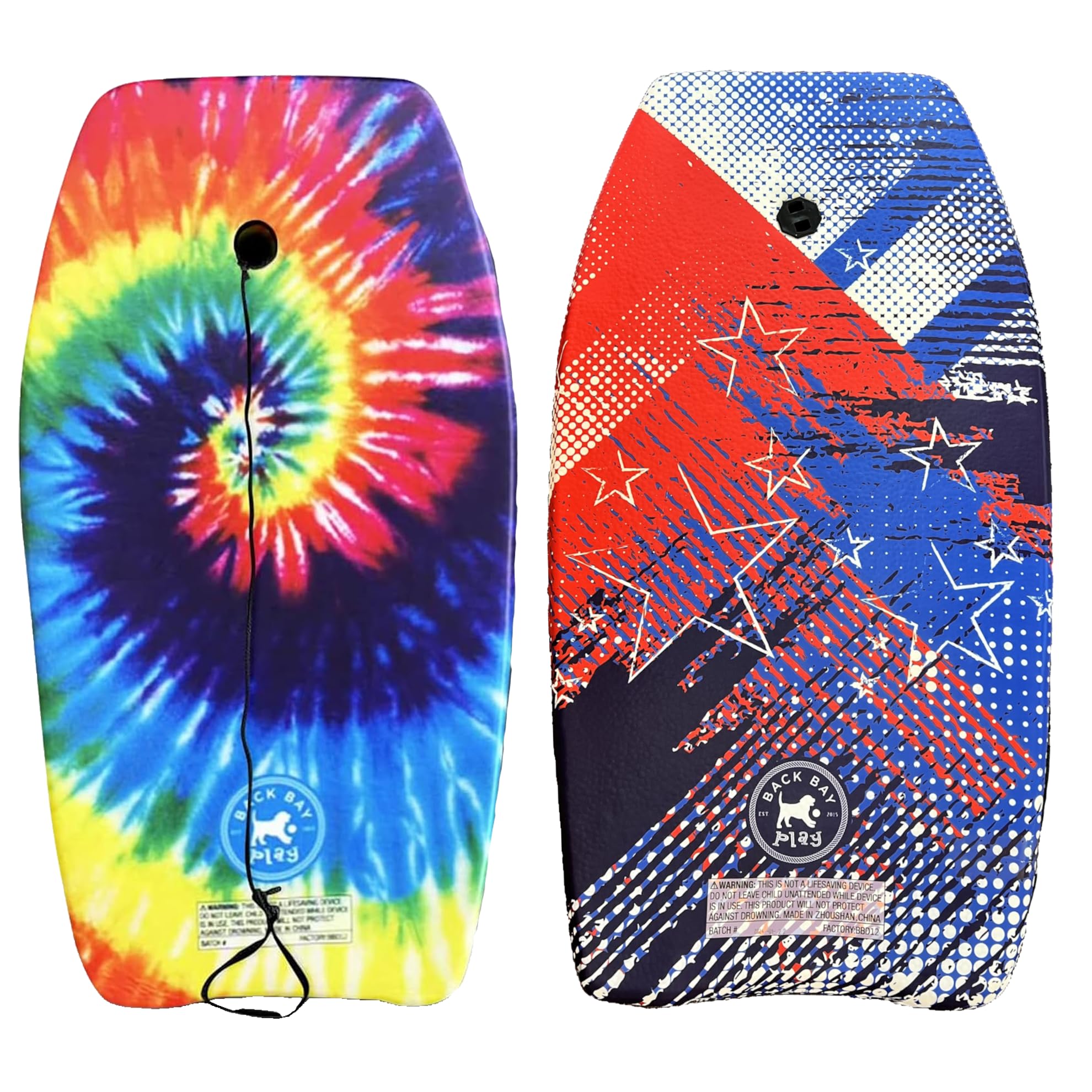 Back Bay Play 33 Inch Body Boards - Premium Lightweight EPS Core Boogie Boards for Kids & Adults - 2 Pack with Wrist Leash - Perfect for Beach Surfing, Pool Play & Summer Water Activities