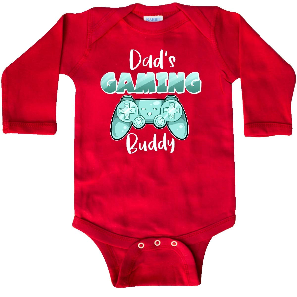 Inktastic Dad's Gaming Buddy - Aqua Controller Long Sleeve Baby Bodysuit | Cute Gamer Outfit for Newborns & Infants | Perfect for Gaming Parties & Family Photos