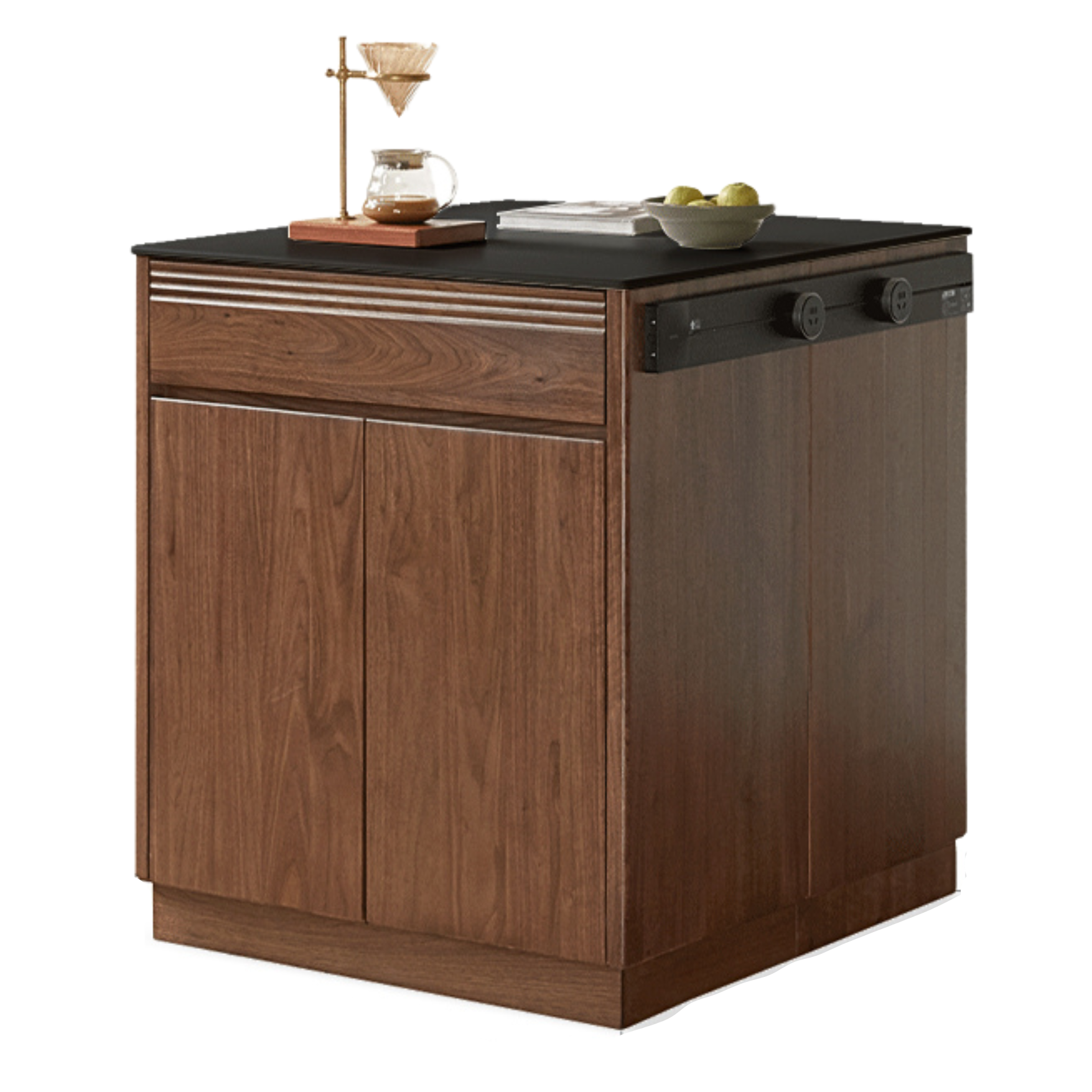 31.5x33.9x36.6nch / 80.4x86.8x93сm/ walnut color/ Oak island sideboard pure black + rail Bull