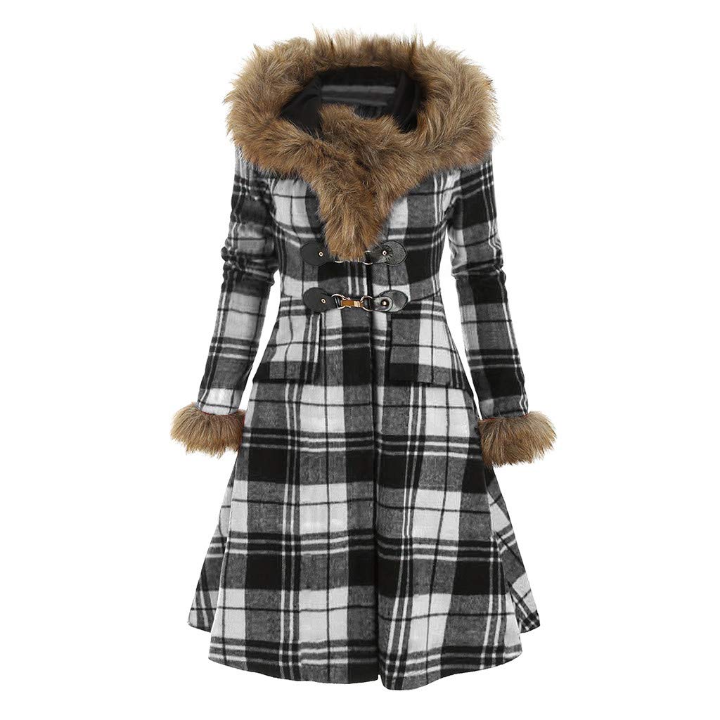 BIBOKAOKE Women's Vintage Stripe Plus Size Plaid Long Sleeve Shirt Dress with Faux Hood & White Collar | Casual Office Wear, Fall Layering, Street Style Outfit