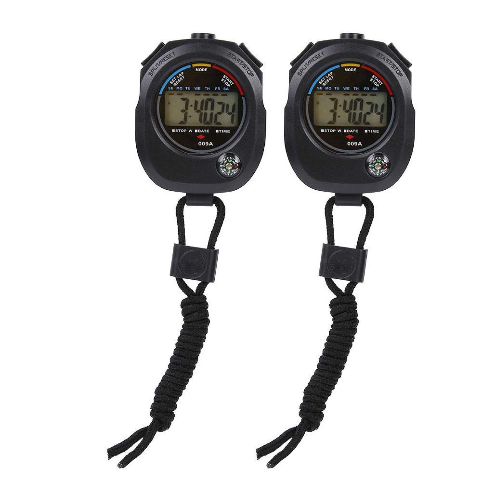 EVTSCAN Multi-Function Digital Stopwatch Timer - 2 Pack LCD Sports Stopwatch with Lap/Split Time for Running, Swimming, Racing & Training | Perfect for Coaches, Athletes & Gym Workouts