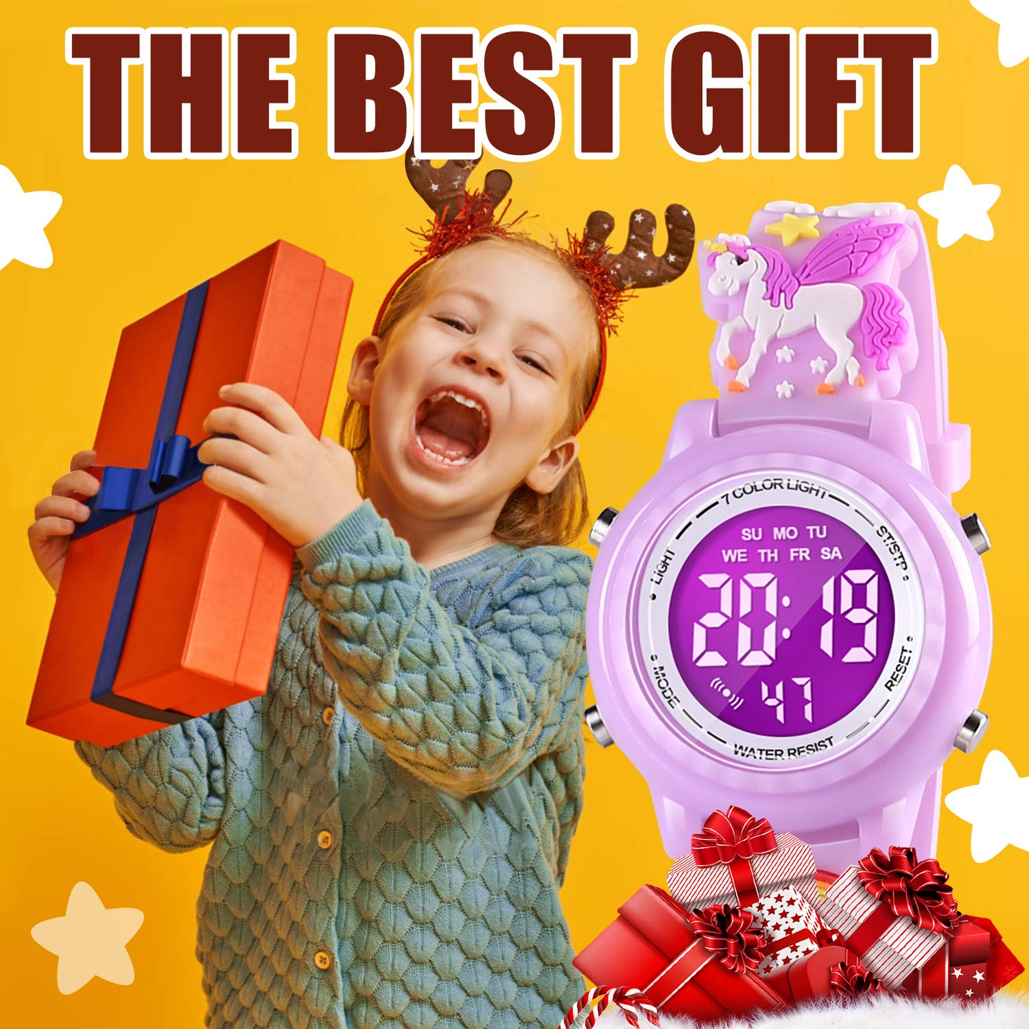 3D Cartoon Waterproof Kids Watch with Alarm - Best Gift for Girls 3-10 for School & Play