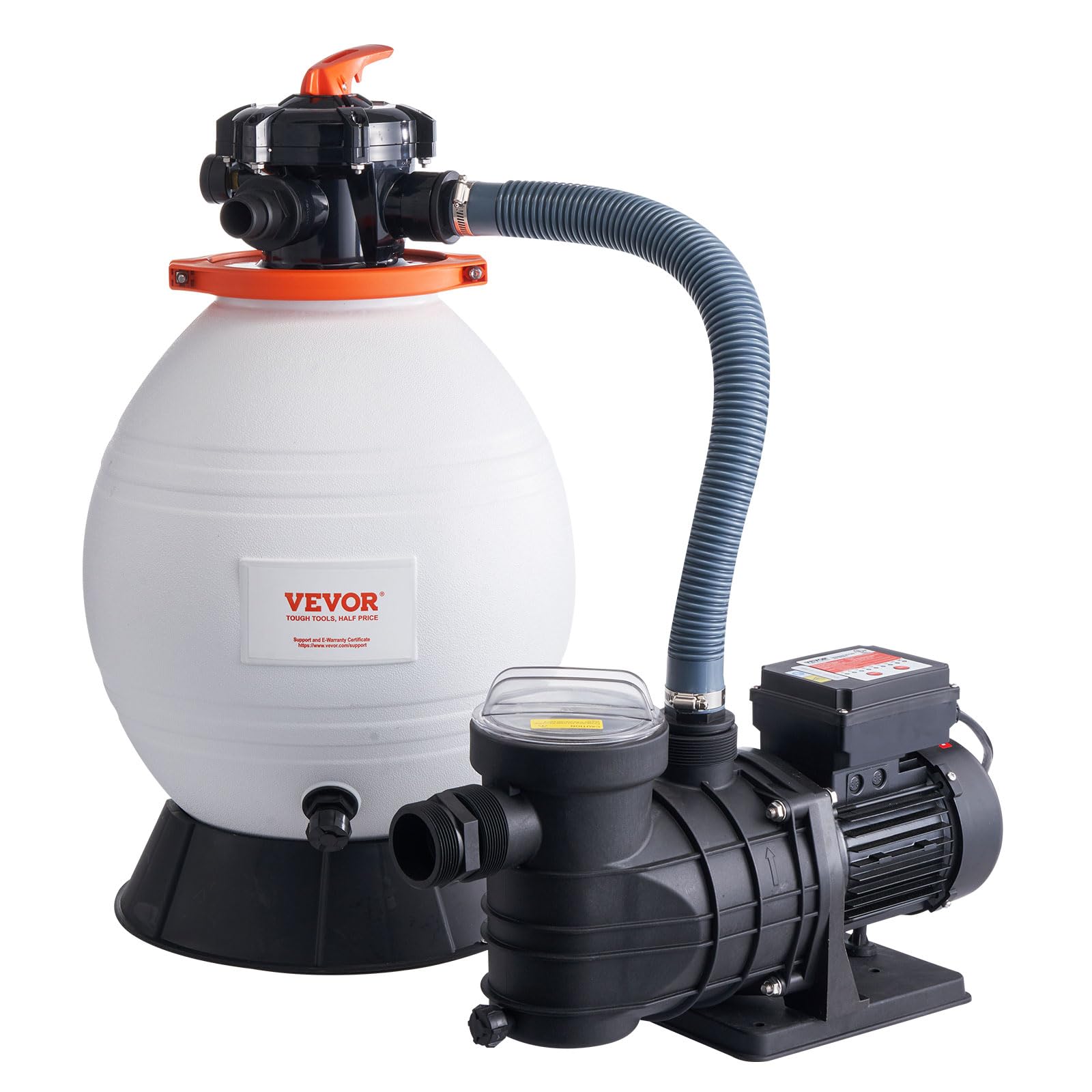 VEVOR 16-inch Sand Filter Pump System for Above Ground Pools - 3500 GPH, 1 HP with Digital Timer & 6-Way Valve | Easy Install Pool Pump & Filter Combo | Perfect for Backyard Swimming Pools, Inflatable Pools & Water Filtration Systems