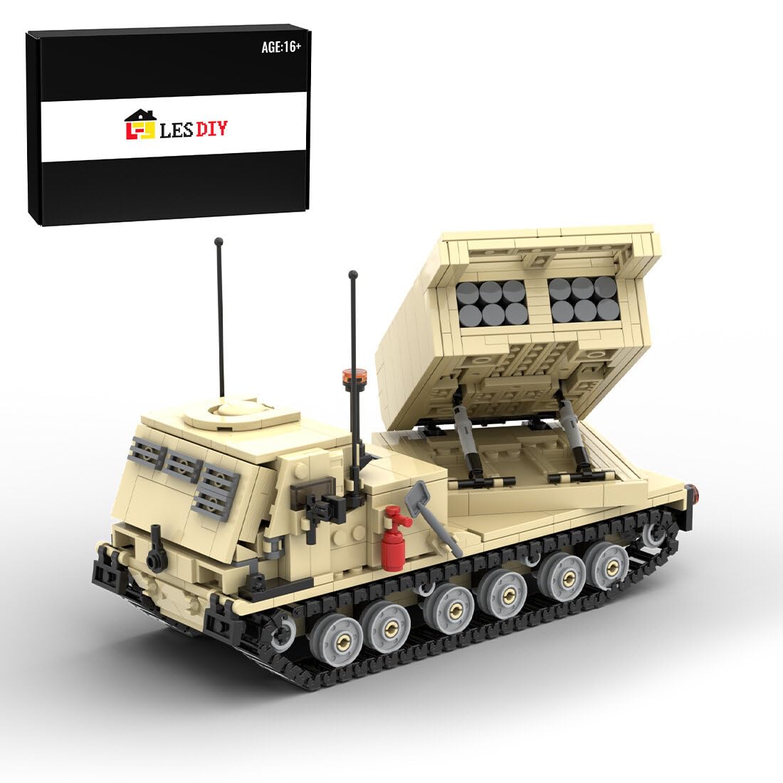 Luminda M270 MLRS Military Building Blocks Set - 902 Pcs Army Vehicle Model Kit, Compatible with Lego - STEM Toy for Kids & Adults, Perfect for War Game Scenes & Collectors Display