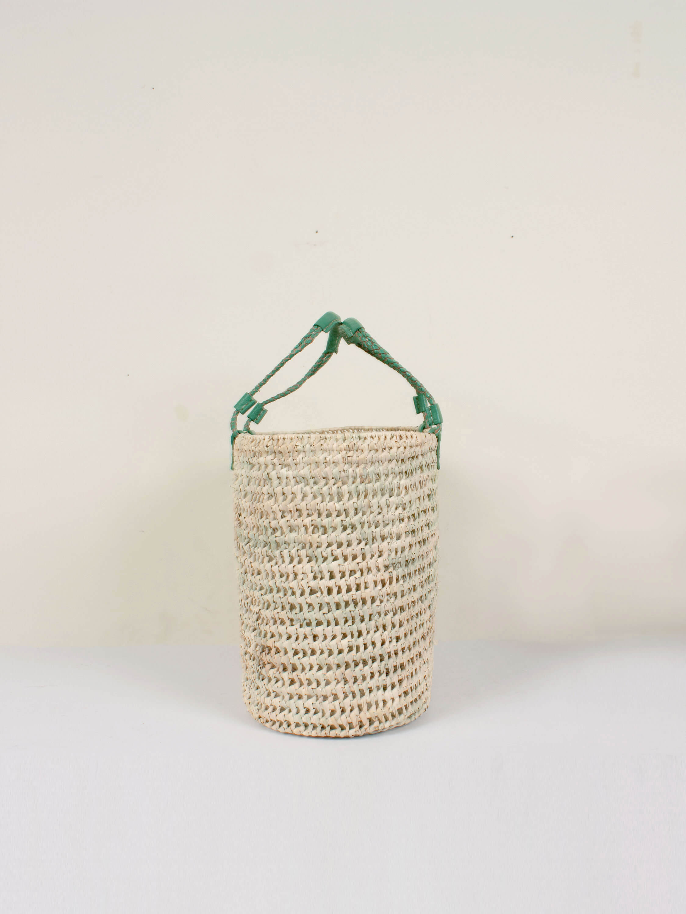Eco-Friendly Pleated Leather Handle Basket in Sage Green - Perfect for Home Decor, Storage & Organization | Ideal for Living Room, Bedroom & Bathroom