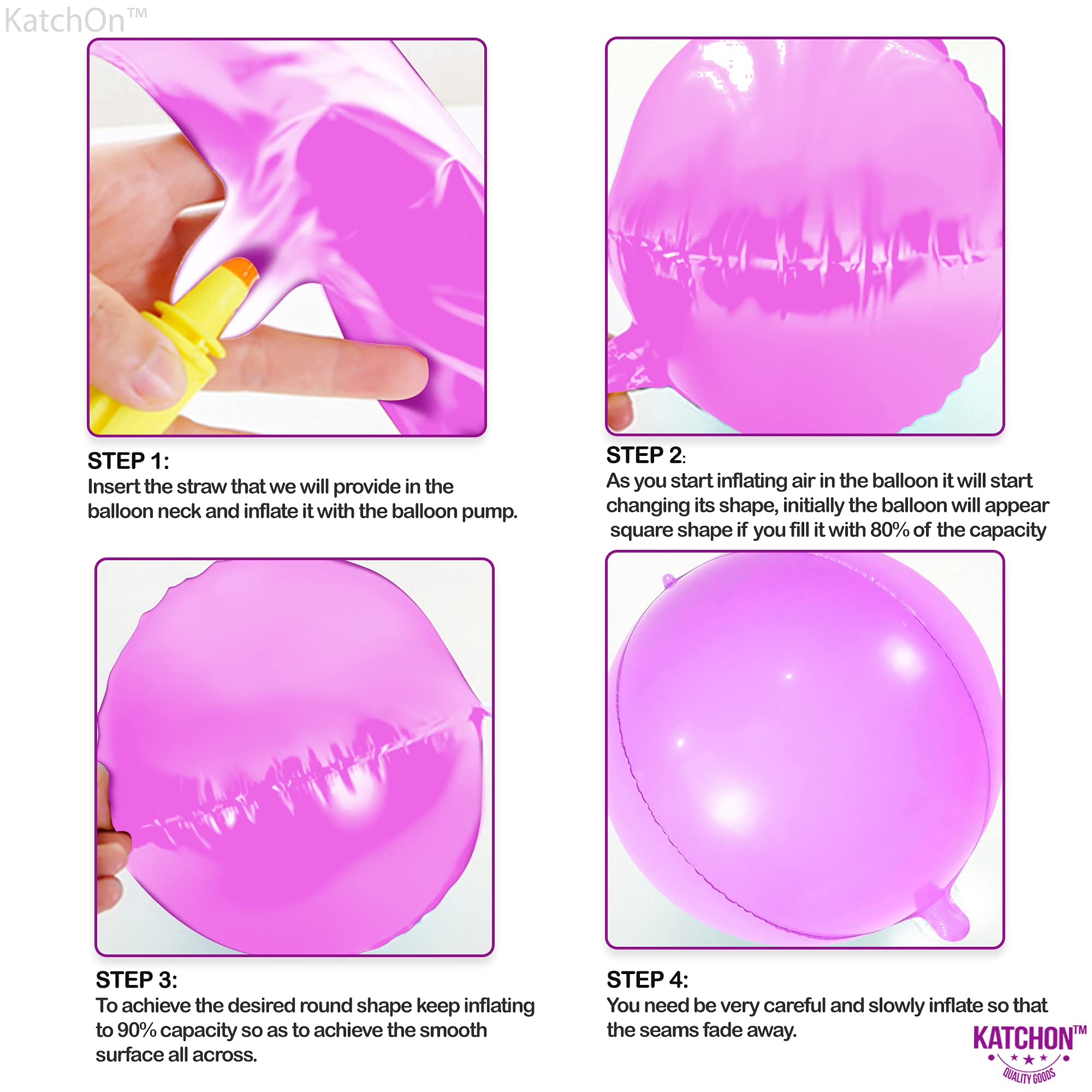 Katchon 22 Inch Pastel Purple Mylar Balloons - Pack of 6 | 360 Degree 4D Foil Balloons for Baby Showers, Birthday Parties & Decorations | Perfect for Unicorn Themed Events, Gender Reveals & Wedding Decor