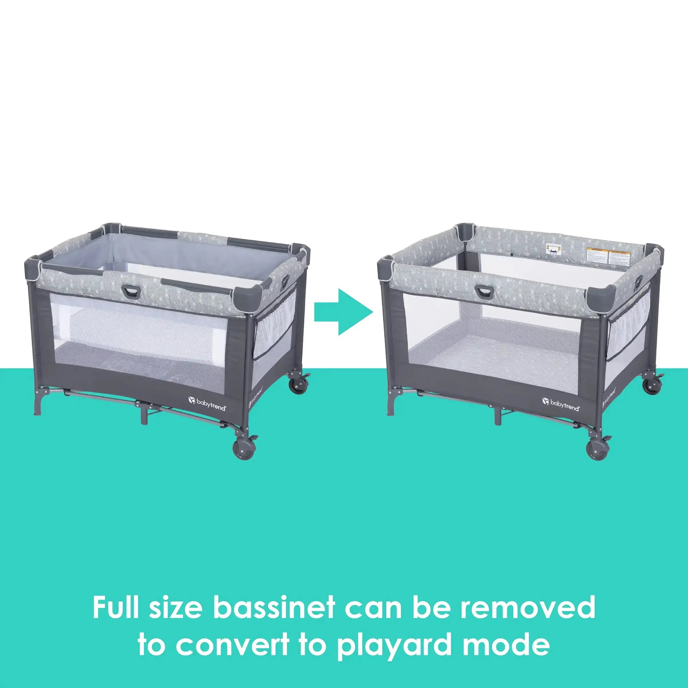 Meijer Exclusive Nursery Den Playard with Snooze Pod & Flip Over Changer in Diamond Sage - Portable Baby Crib for Home, Travel & Daycare Use