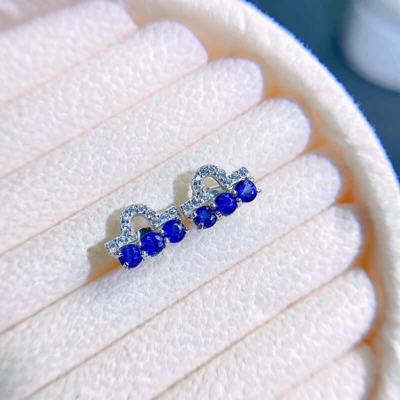 925 Sterling Silver Sapphire Stud Earrings for Women - Genuine Blue Sapphire Jewelry Set | Perfect for Weddings, Anniversaries & Gift Giving | FME E210