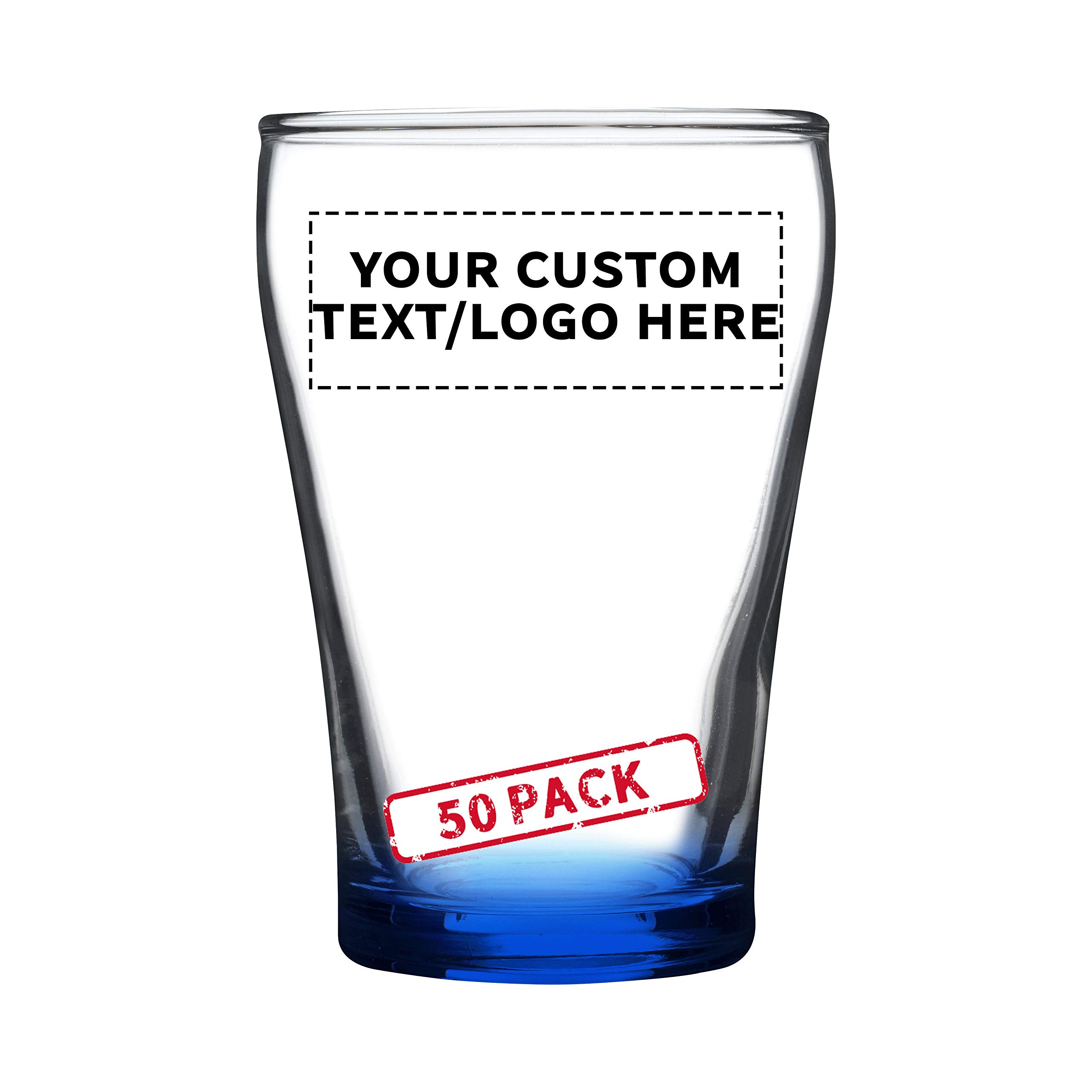 Personalized Custom Shot Glasses 5.5 oz (50-Piece Bulk Pack) - Engraved Party Cups for Weddings, Birthdays & Events - Blue Glassware - Perfect for Bar, Home Entertaining & Gifts