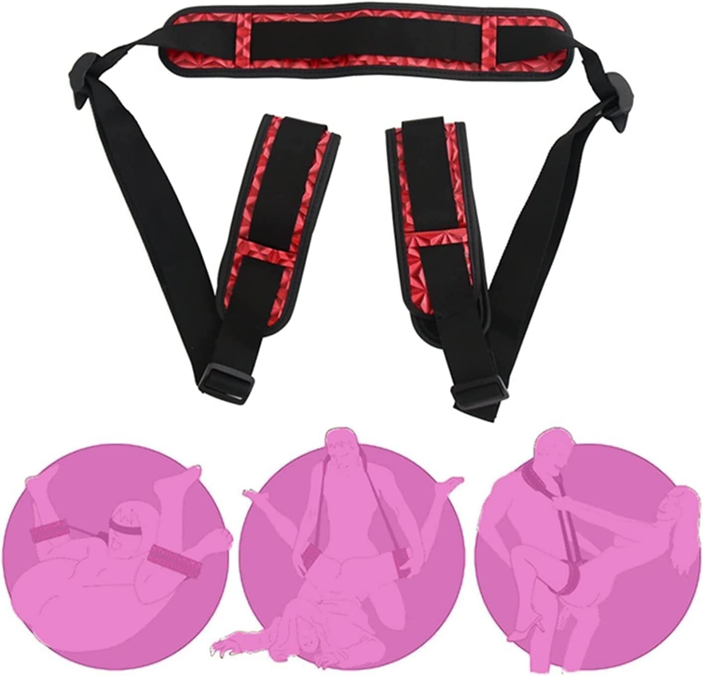 2024 Adjustable BDSM Bed Restraints Kit for Couples - Soft Handcuffs & Straps for Arms & Legs - Adult Bondage Set for Spicing Up Your Sex Life - Perfect for Role Play & Sensual Exploration (Color: Red)