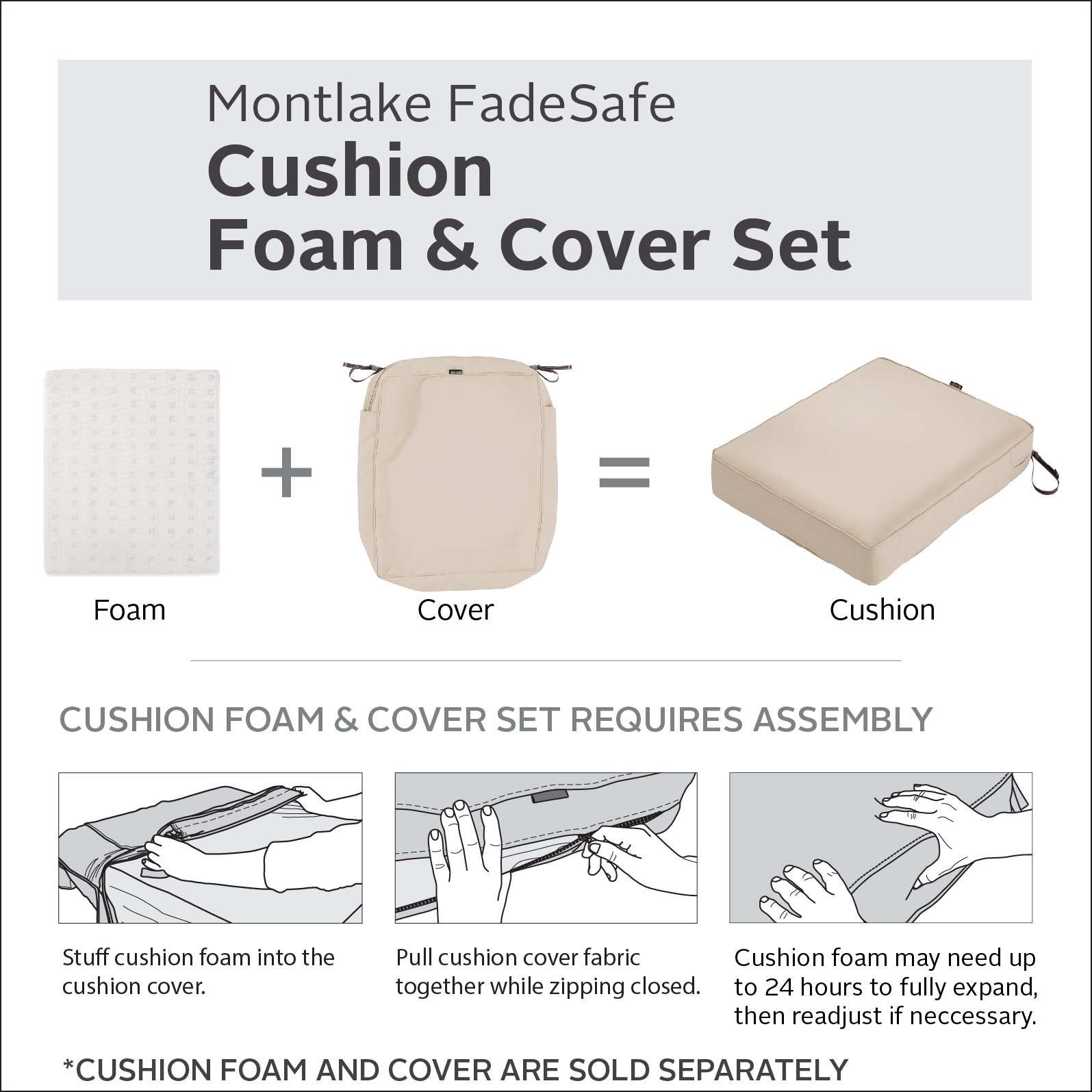 Patio Lounge Back Cushion 23x22x4