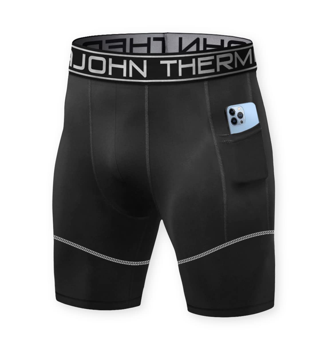 ThermoJohn Men's Compression Shorts with Pockets - Moisture Wicking Spandex Athletic Underwear for Running, Workout & Gym Training - Comfortable Support for Active Lifestyle
