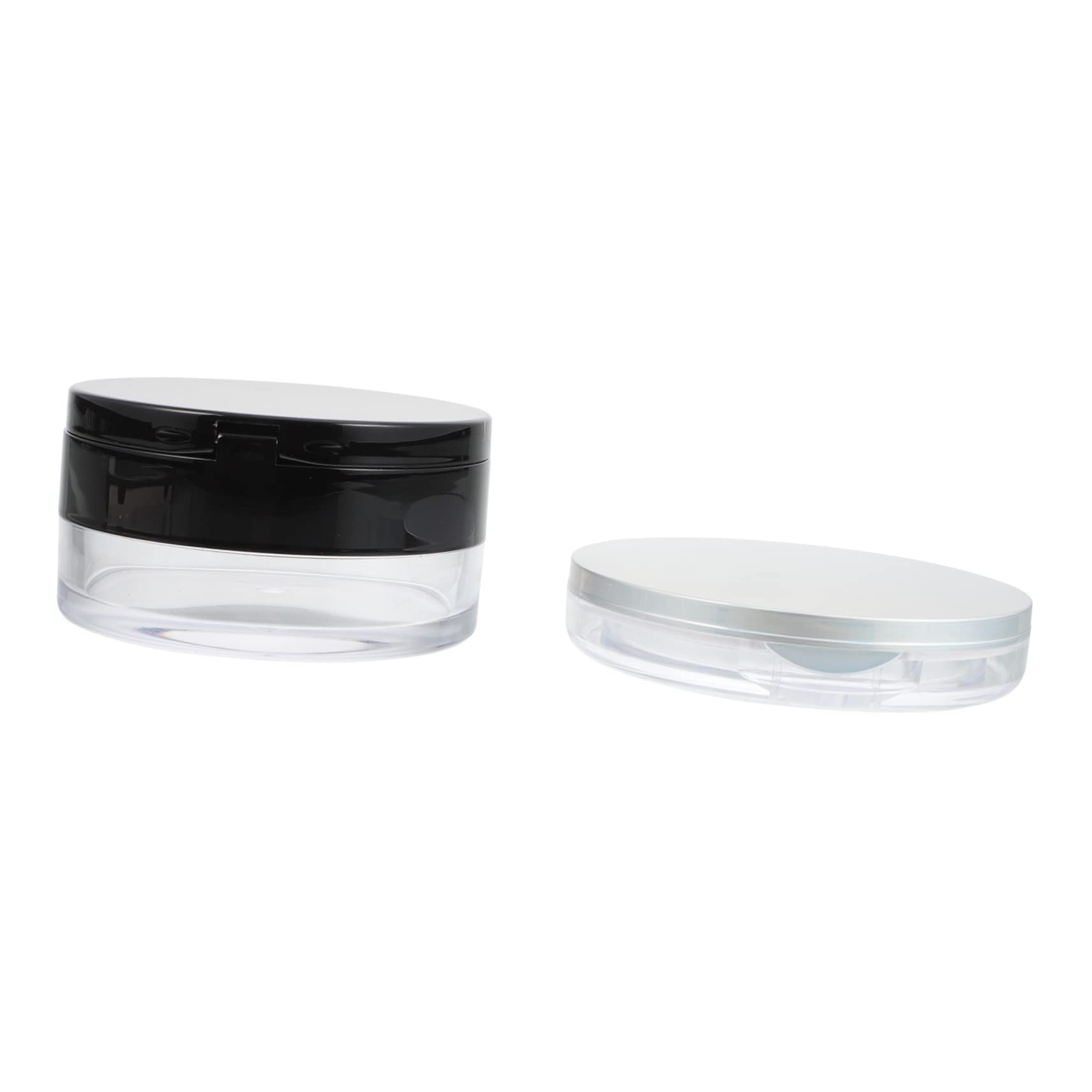LALAFINA Loose Powder Puff Box with Mirror - Portable Anti-Leakage Makeup Powder Container (2 Sets) - Perfect for Travel & Everyday Touch-Ups