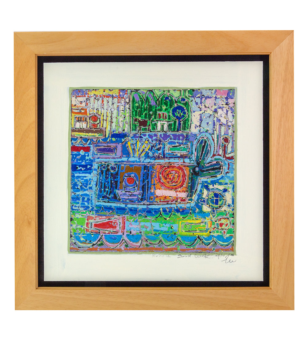 Original Woodblock Painting 'Kohola Good Luck' by Seung Lee - Handmade Hawaiian Artwork for Home Decor & Good Fortune Gift