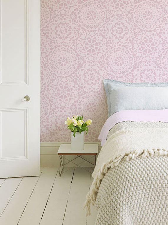 Parlor Lace Wall Stencil - Elegant Victorian Floral Pattern for DIY Home Decor, Wall Painting, and Interior Design Projects