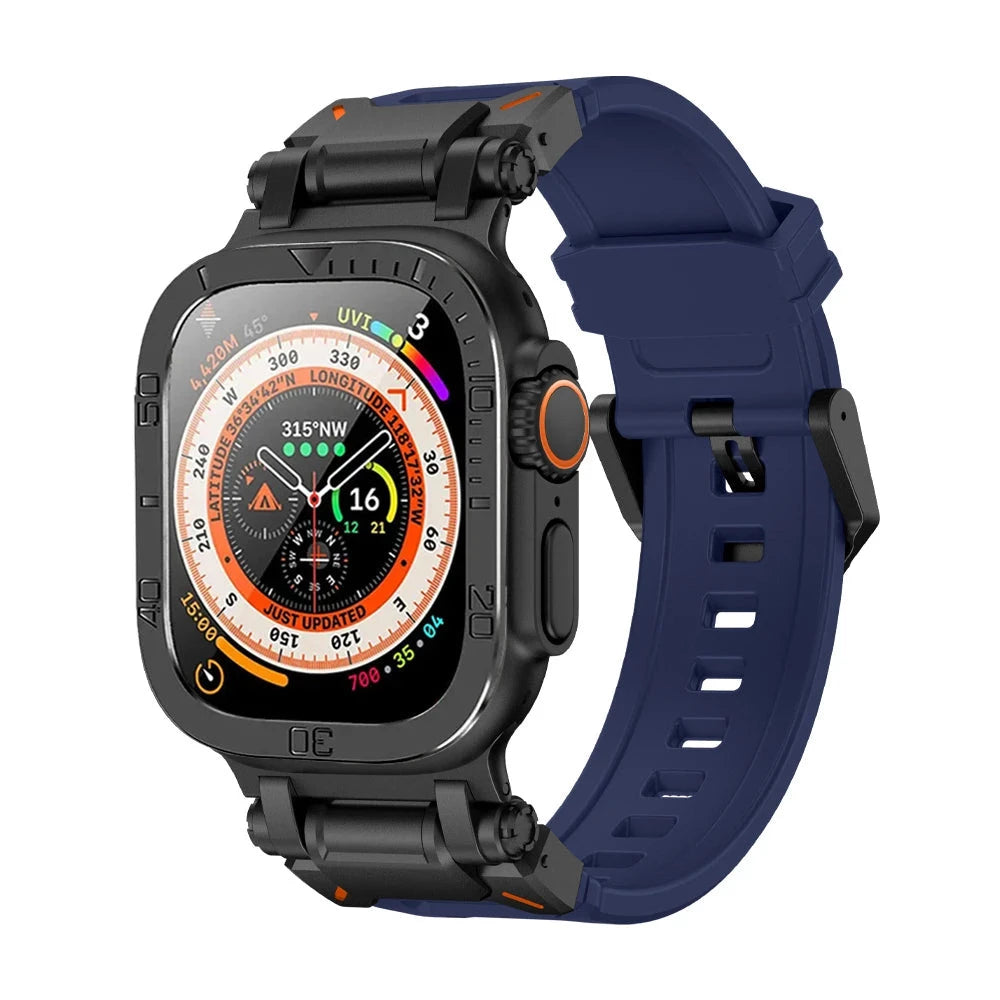 Durable Silicone Band with Stainless Steel Case & Tempered Glass - Perfect for Outdoor Sports, Fitness & Everyday Wear