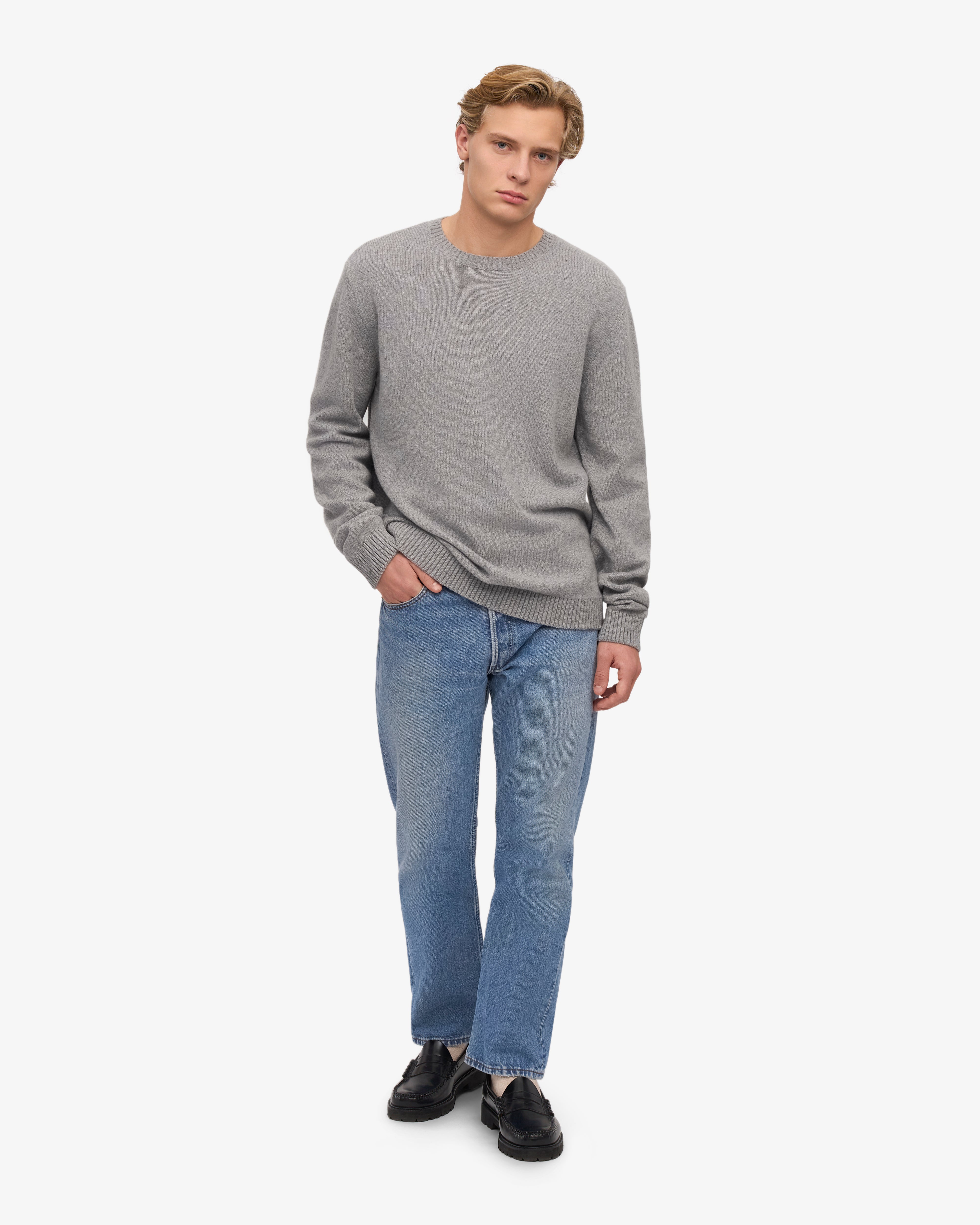 Premium Classic Merino Wool Crew Neck Sweater - Heather Grey | Soft & Warm Winter Pullover for Men & Women | Perfect for Outdoor Activities & Casual Wear