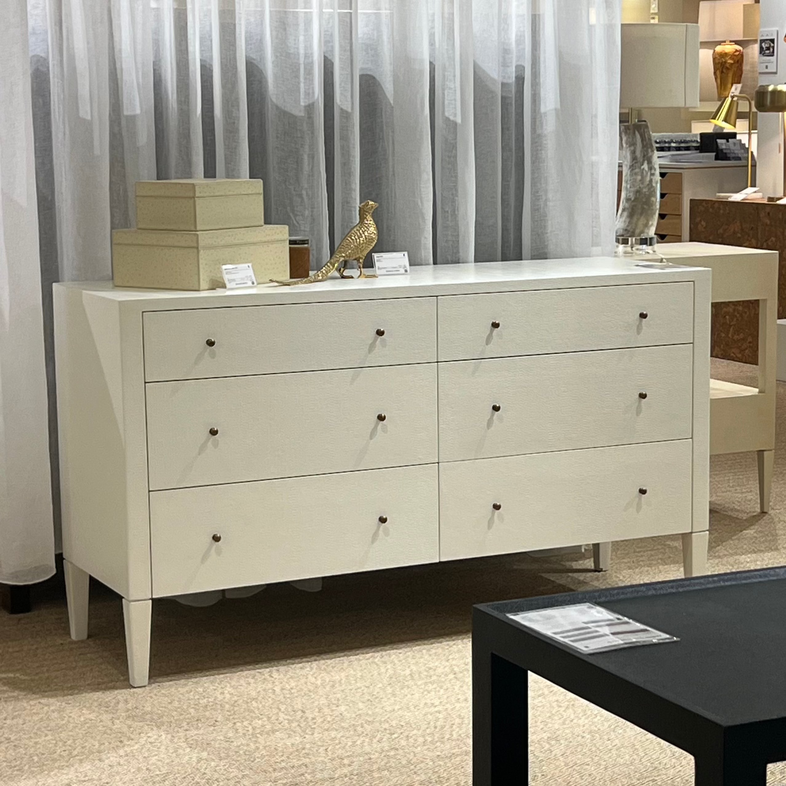 Conrad 60-Inch Dresser with Pristine Faux Raffia Finish - Perfect for Bedroom Storage & Home Organization