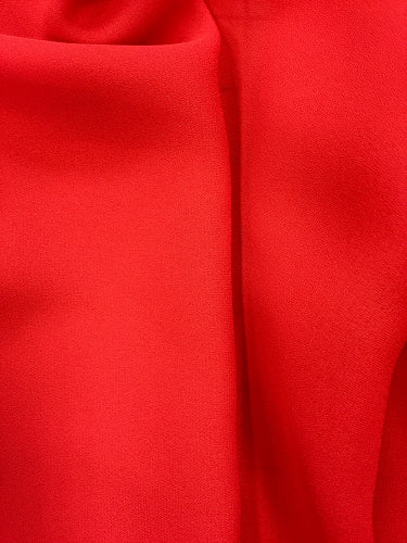60-Inch Wide Poly Double Georgette Fabric - Premium Red Polyester Material for Dresses, Scarves & Home Decor