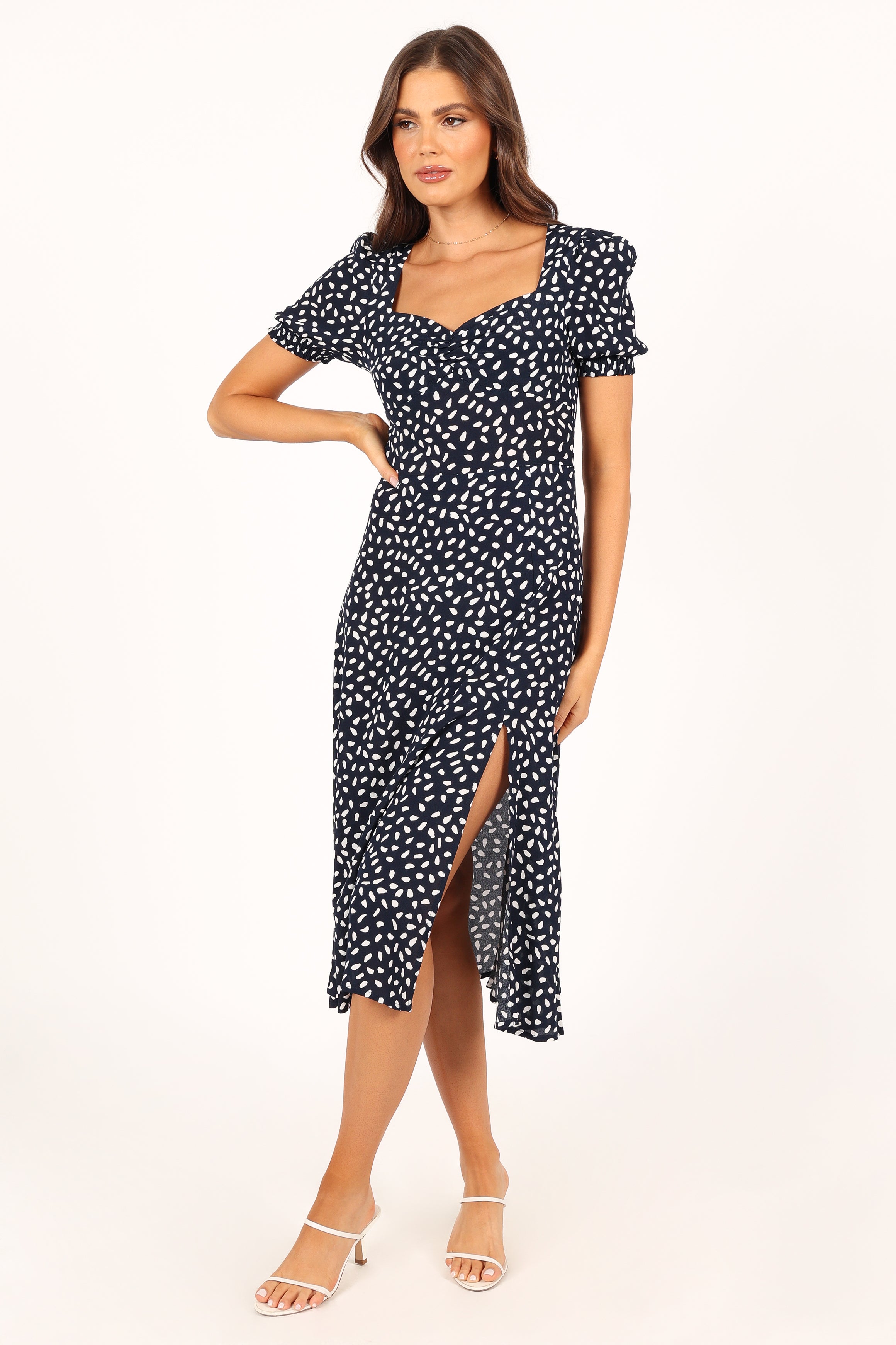 Franklin Dress Navy Print - Stylish Floral Summer Dress for Women, Perfect for Beach Vacations, Parties & Casual Outings