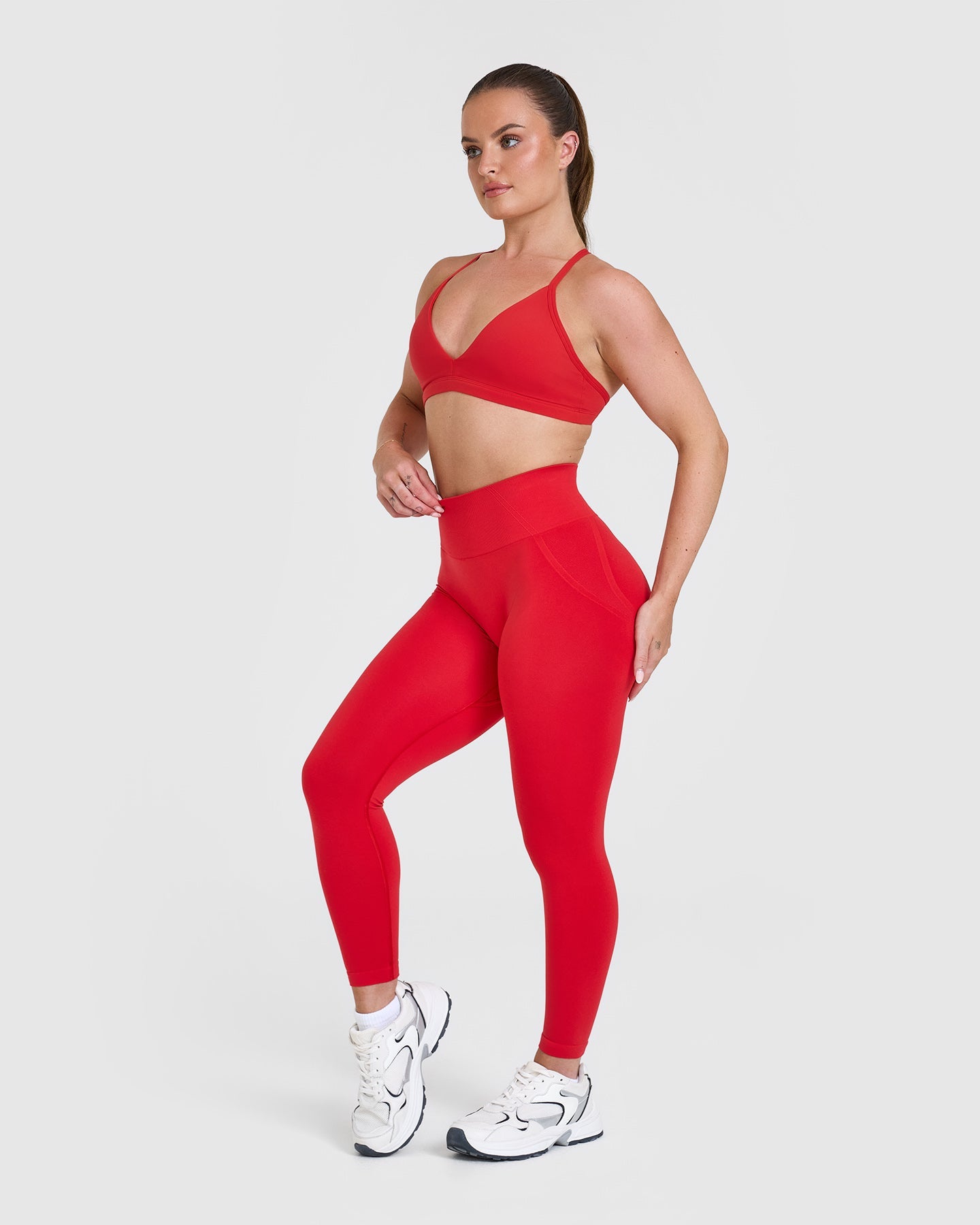 Ultra Soft Micro V Neck Bralette - Seamless Wireless Comfort Bra for Women | Muscle Mommy Red | Perfect for Yoga, Gym & Everyday Wear