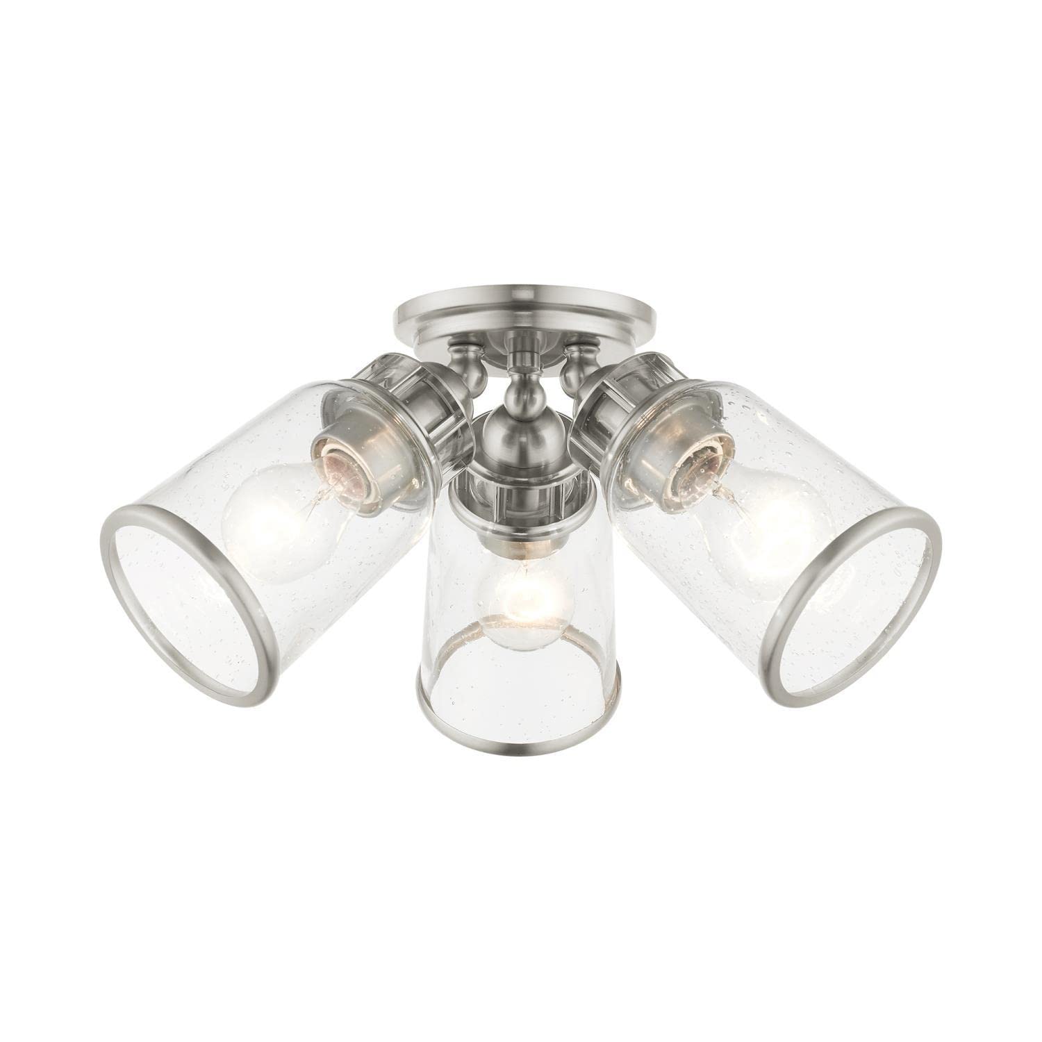 Livex Lighting Lawrenceville 3-Light Brushed Nickel Ceiling Mount Fixture - Perfect for Bedroom, Living Room & Dining Room Lighting