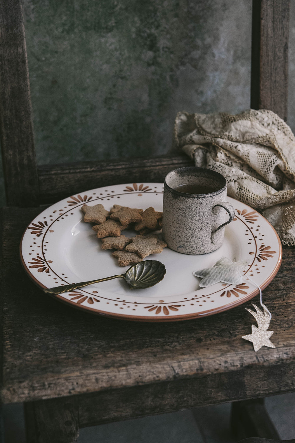 Hand Painted Ceramic Plate with Brown Floral Design - Elegant Dinnerware for Home Decor, Wedding Gifts & Special Occasions