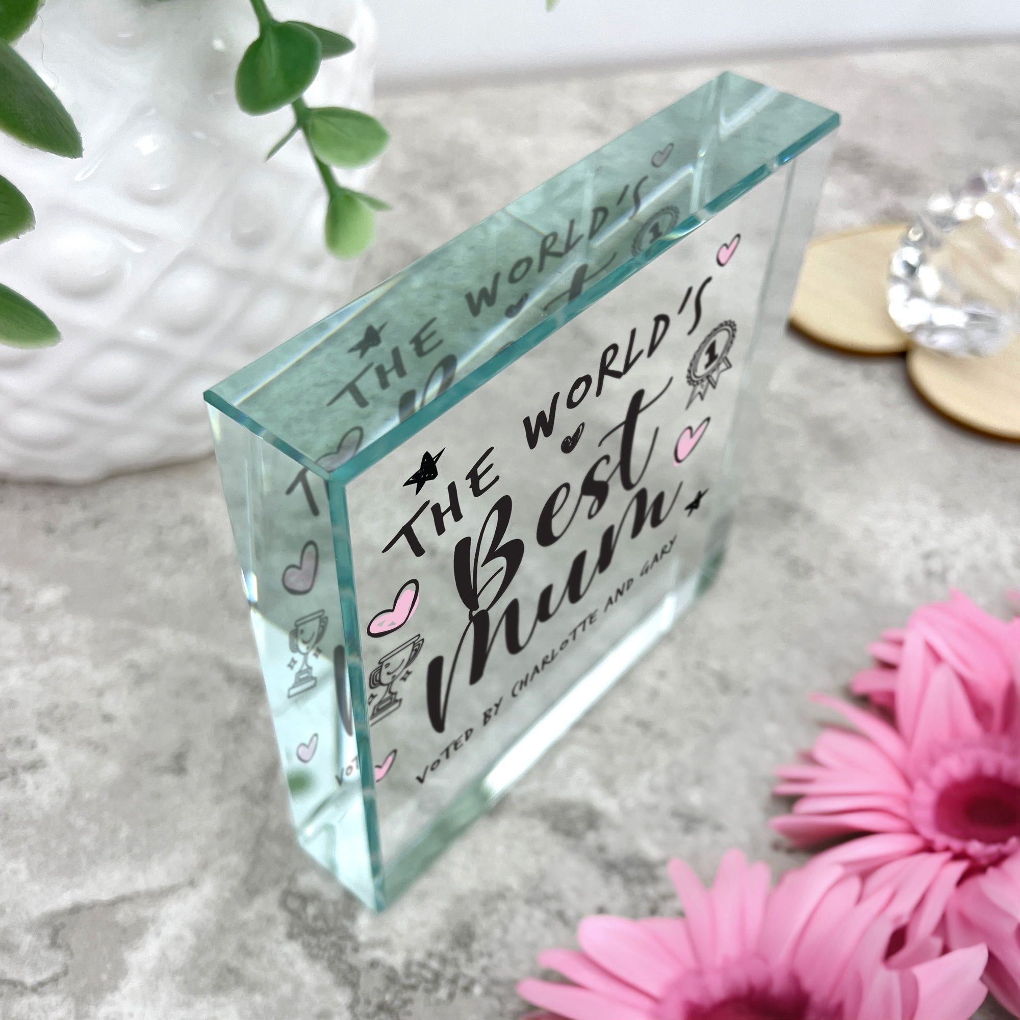 Personalized 'World's Best Mom' Crystal Keepsake Gift - Perfect for Mother's Day, Birthday & Anniversary Celebrations