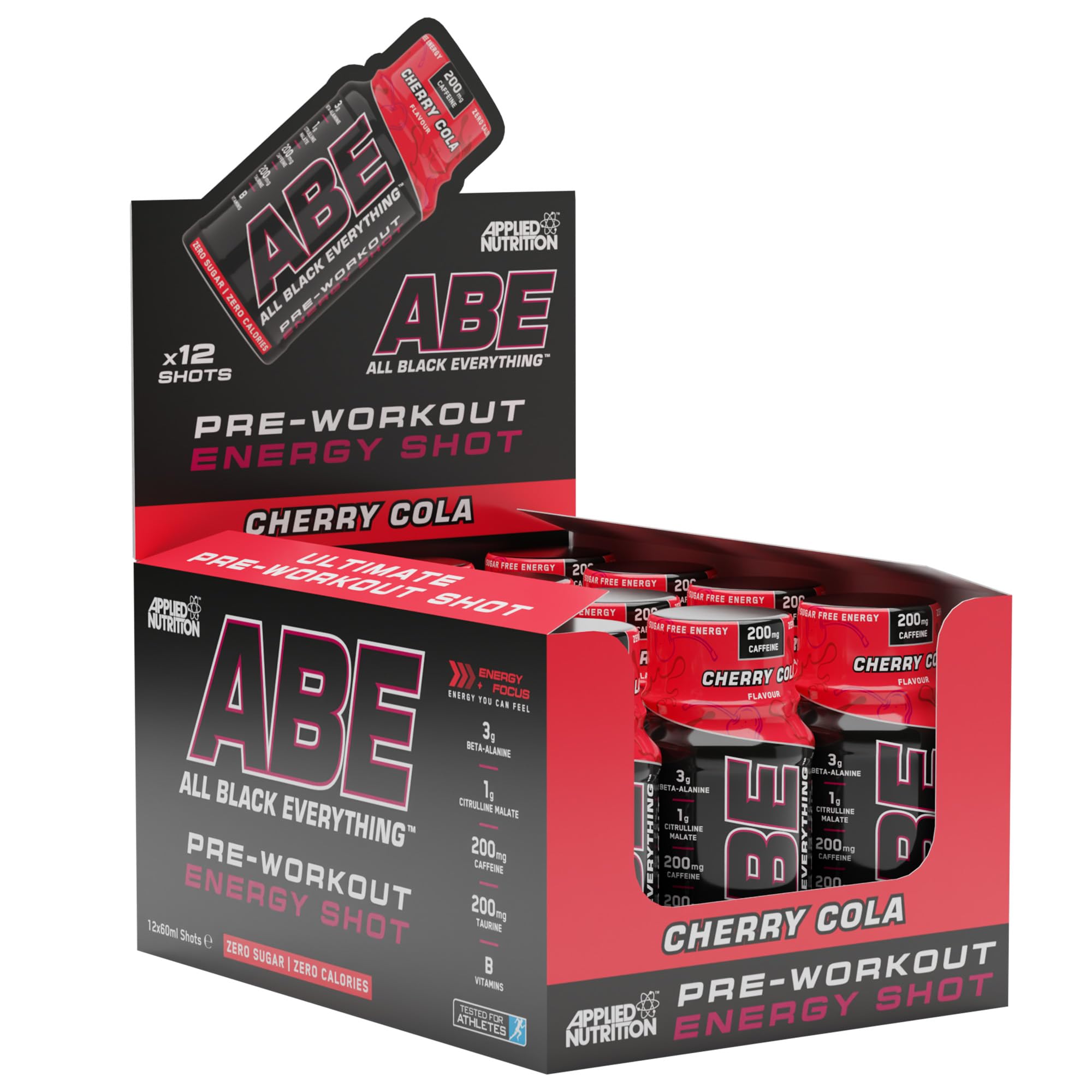 Applied Nutrition ABE (All Black Everything) Energy Shots 12x60ml - Boost Performance & Focus for Workouts & Daily Activities