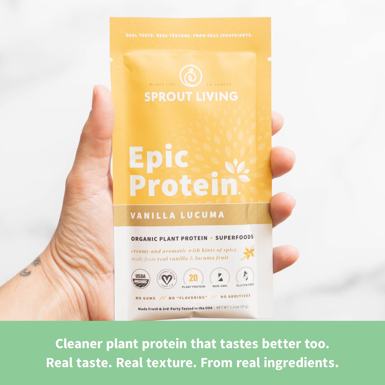 Sprout Living Epic Protein Bundle - Chocolate Maca & Vanilla Lucuma (20g Organic Plant-Based Vegan Protein Powder, Gluten Free, Superfoods) | 2lb, 24 Servings for Smoothies, Baking & Post-Workout Recovery