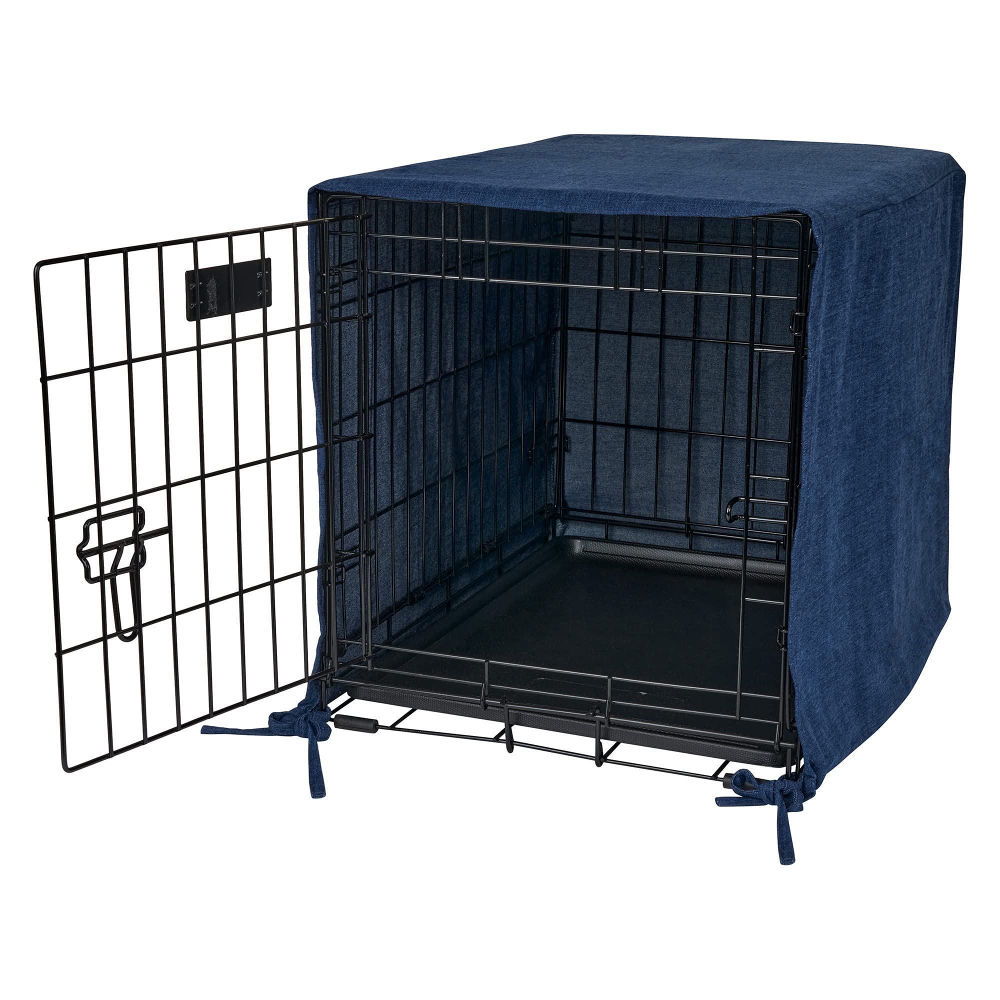 Pet Dreams Breathable Dog Crate Cover - Single Door Kennel Cover for Small Dogs (24 Inch), Machine Washable Dog Cage Cover in Blue | Perfect for Home, Travel & Vet Visits