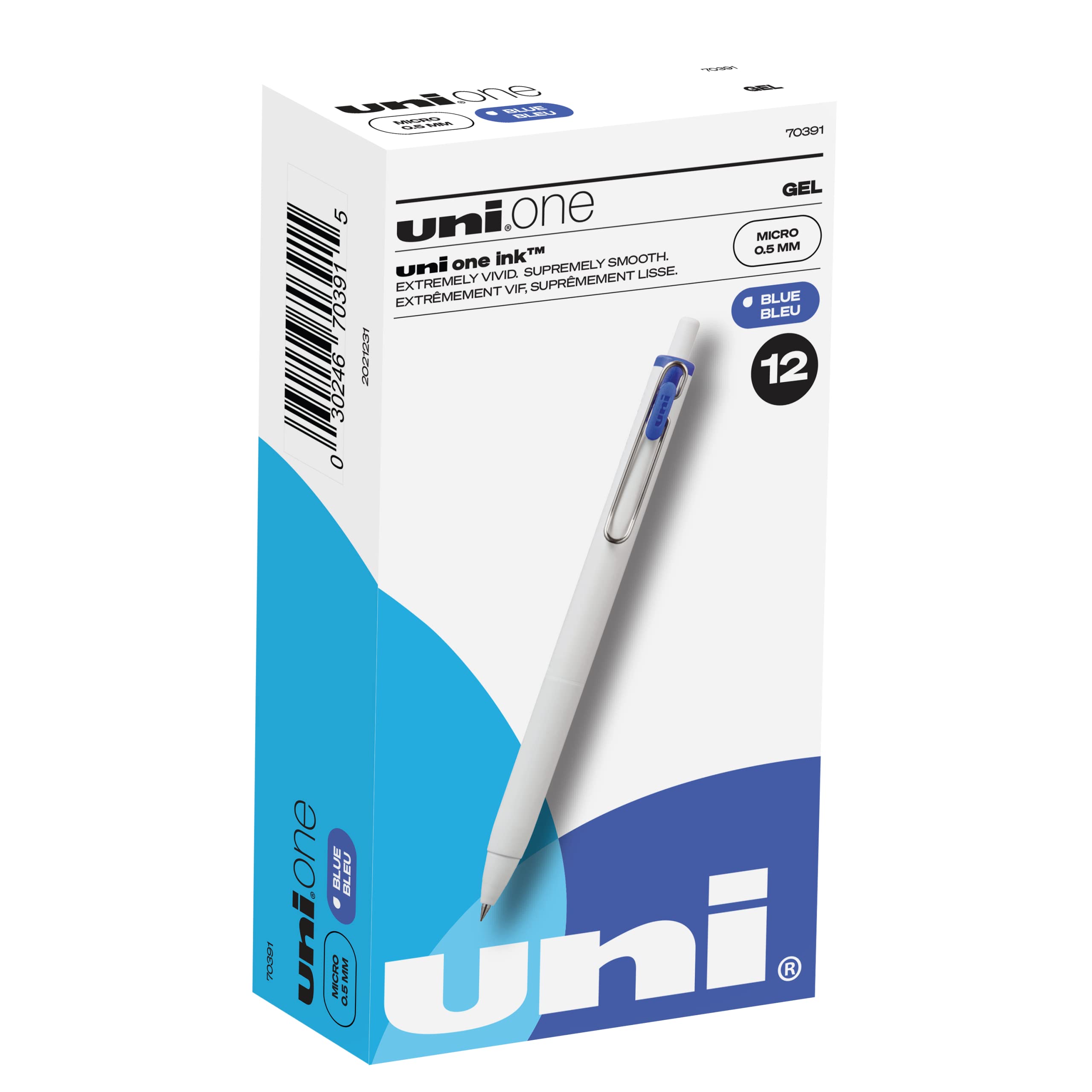 Uni-ball One Gel Pen Set - 12 Pack Blue 0.5mm Micro Point Fine Tip Pens for Smooth Writing | Office & School Supplies | Perfect for Journaling, Note Taking & Creative Writing