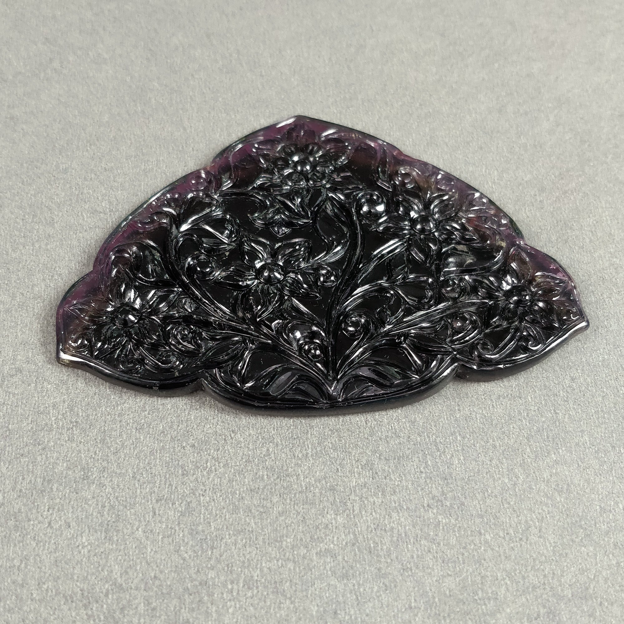Exclusive Rare BLACK PINK TOURMALINE Gemstone Carving - 191.54cts Natural Untreated Hand Carved Tourmaline Flower (82x60x6mm) | Unique Jewelry Making, Crystal Healing & Luxury Gift for Collectors