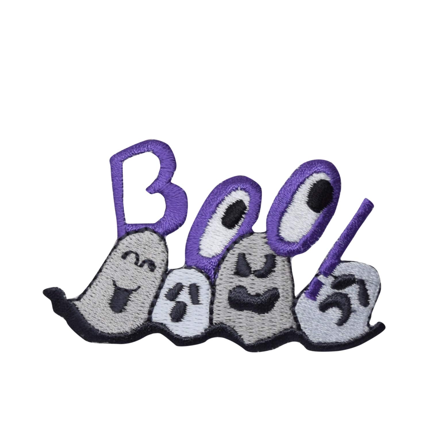 Halloween Purple Boo Ghost Iron On Patch - DIY Costume & Jacket Decoration for Kids & Adults