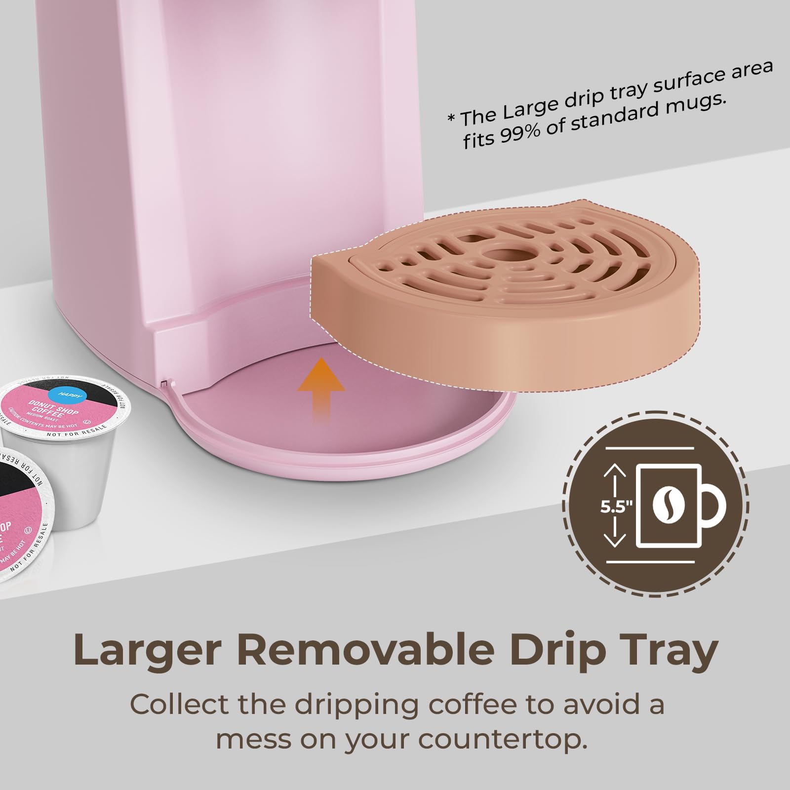 CHULUX Classic Single Serve Coffee Maker for K-Cup Pods - One-Touch Brewing for Office, RV, Travel & Dorm - Compact & Portable Pink Coffee Machine - Perfect for Home, Camping & Small Spaces