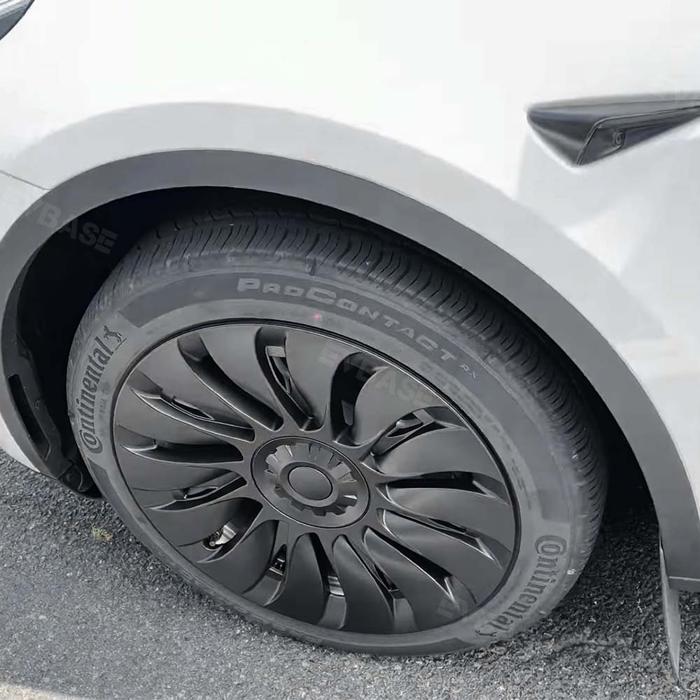 4PCS Tesla Model Y Wheel Caps - Überturbine Style 19-Inch Gemini Wheel Covers in Matte Black | Perfect for Model Y 2020-2023 | Enhance Style & Protect Wheels from Scratches