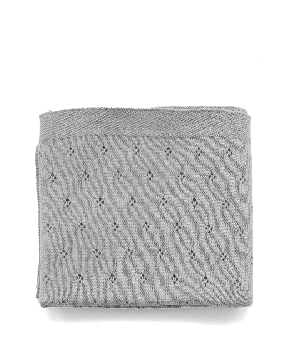 Personalized Baby Blanket - Soft Pointelle Grey Knit Blanket for Newborns & Infants | Perfect for Nursery, Swaddling, Stroller & Photo Shoots