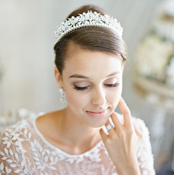Custom Something Blue VICTORIA Swarovski Crystal Wedding Tiara | Bridal Hair Accessory for Bride, Bridesmaids & Flower Girls | Perfect for Weddings, Prom & Special Occasions