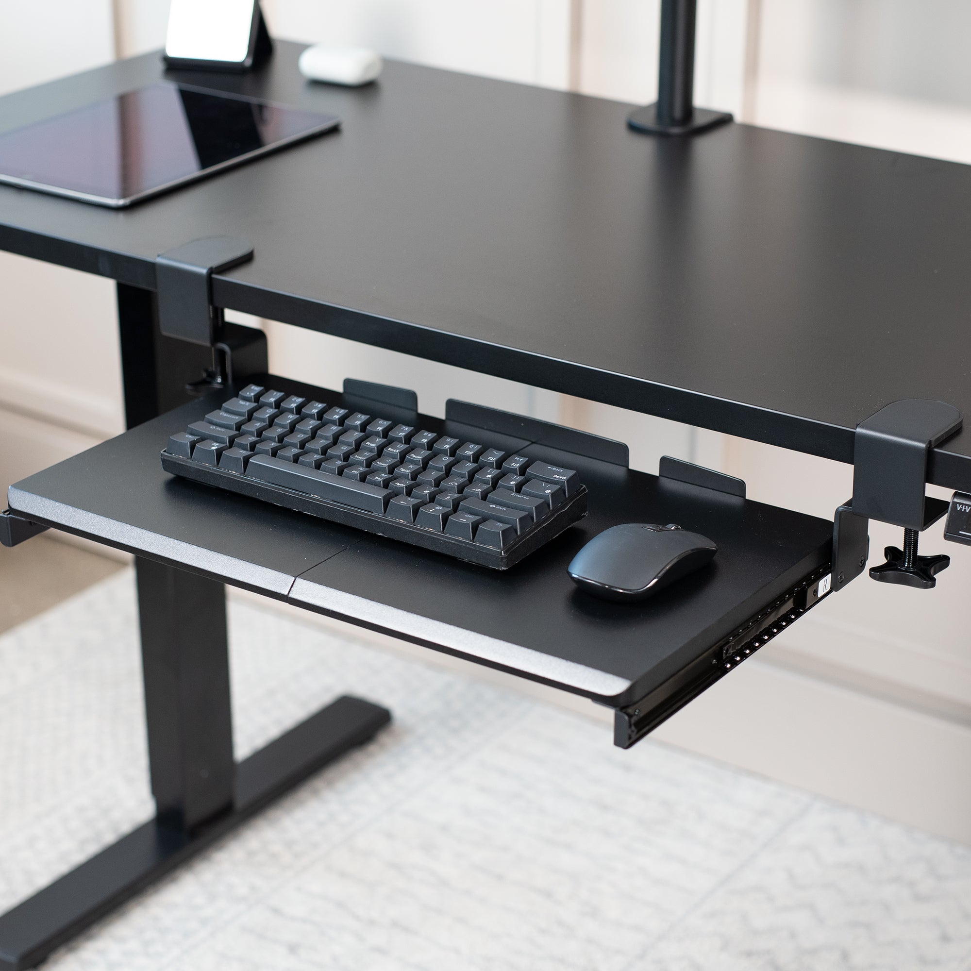 Ergonomic Clamp-On Compact 20 Keyboard Tray - Adjustable Under Desk Mount for Computer Workstations - Perfect for Home Office, Gaming Setup & Workspace Organization