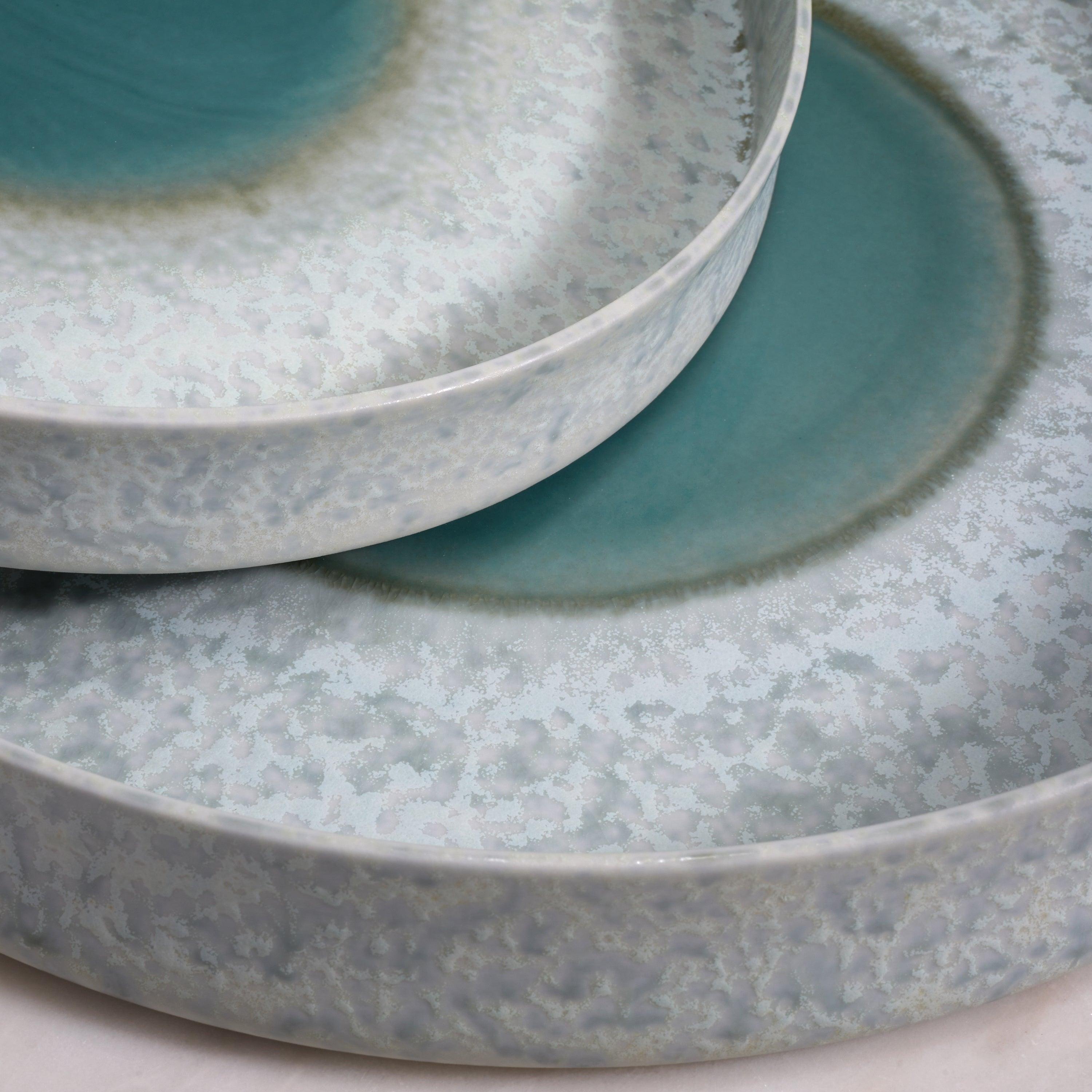 Terra Round Platter - Medium Size in Seafoam Green | Elegant Serving Dish for Dinner Parties, Appetizers & Home Decor