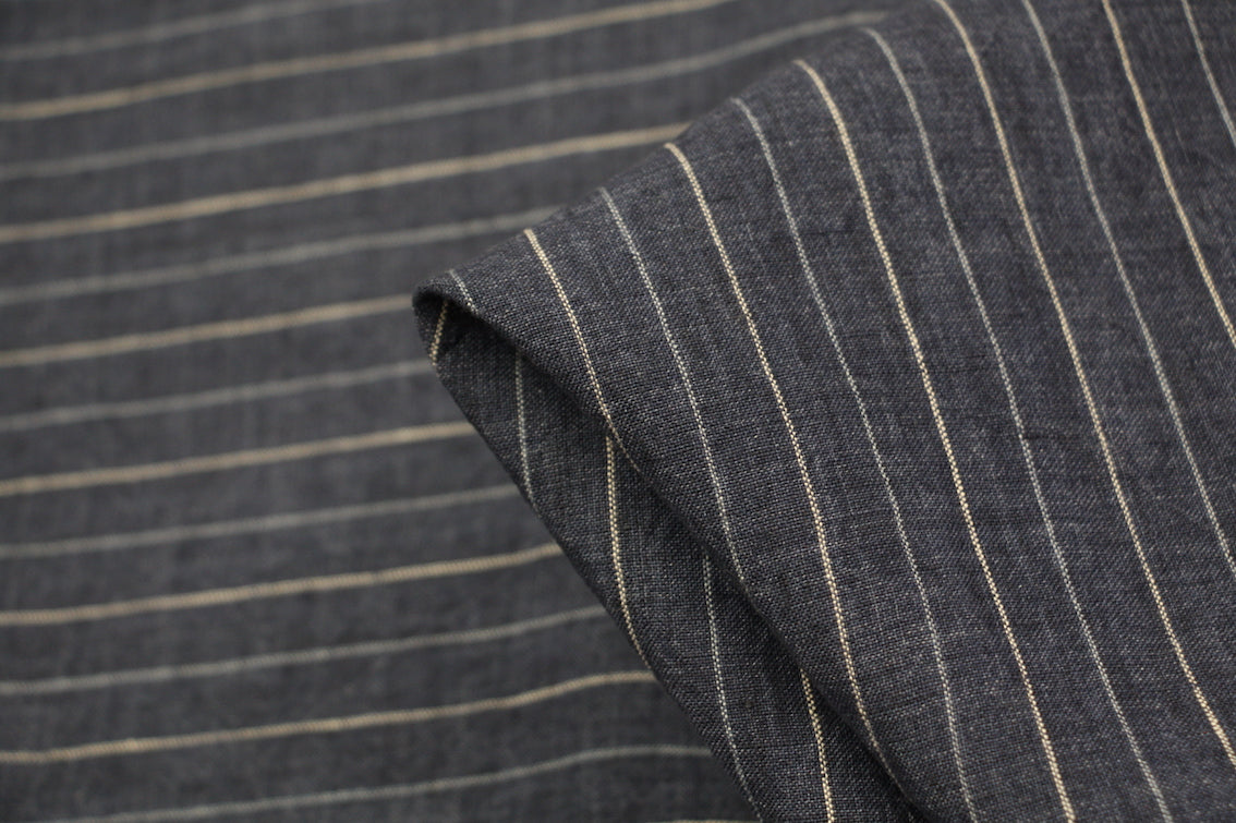 Vintage Washed Linen Fabric - Soft Blue Stripe Textile for DIY Crafts, Home Decor & Upholstery Projects | Perfect for Curtains, Pillow Covers & Table Runners