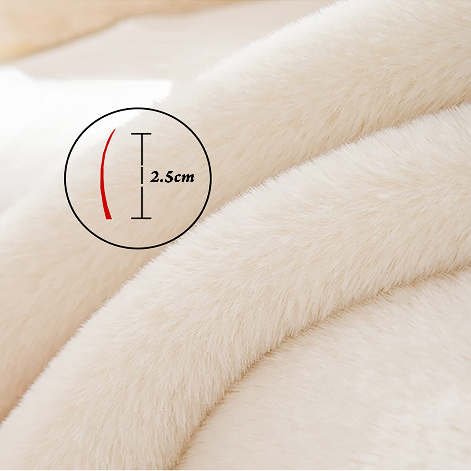 Soft Faux Fur Plush Sofa Cover for 3-Cushion Sectional Couch, Thick Pet-Friendly Slipcover Protector (90x210cm, White) - Perfect for Living Room, Family Room & Pet Furniture Protection